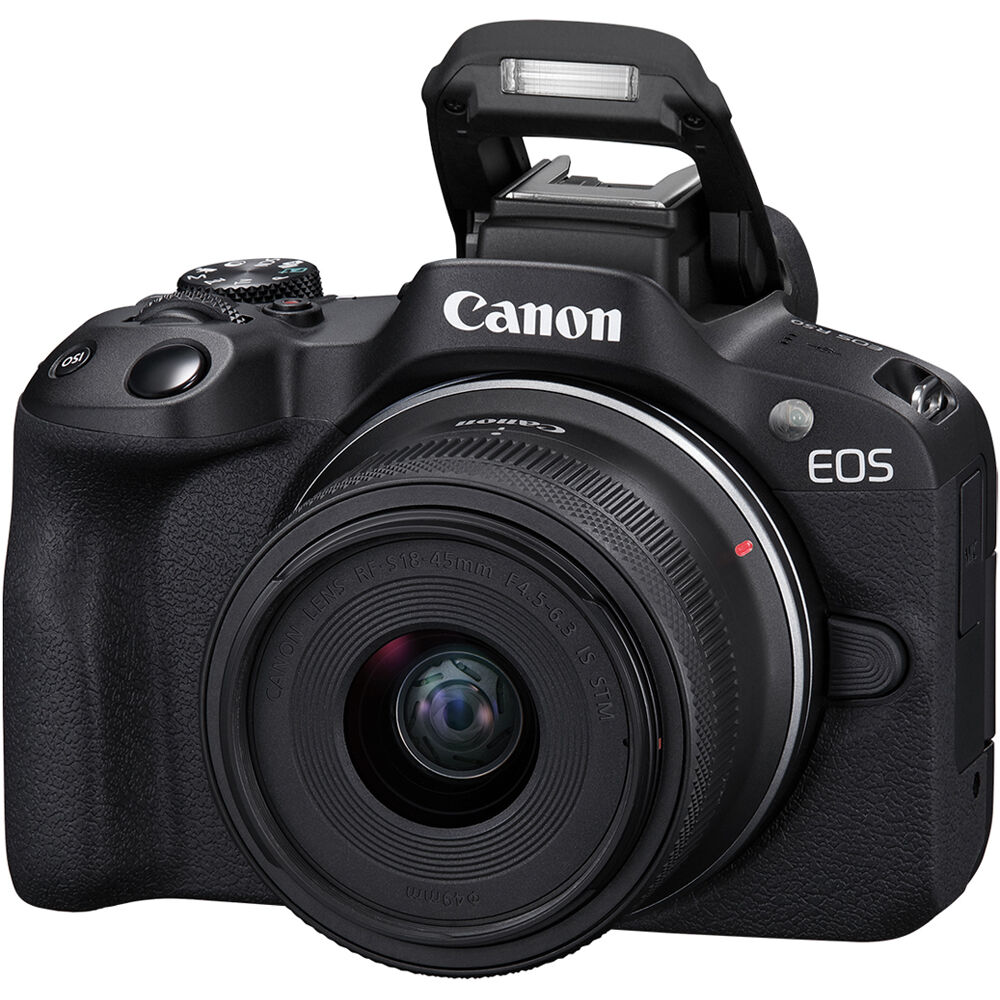 Canon EOS R50 mirrorless camera kit with RF-S 18-45 mm IS STM lens in black — view 9