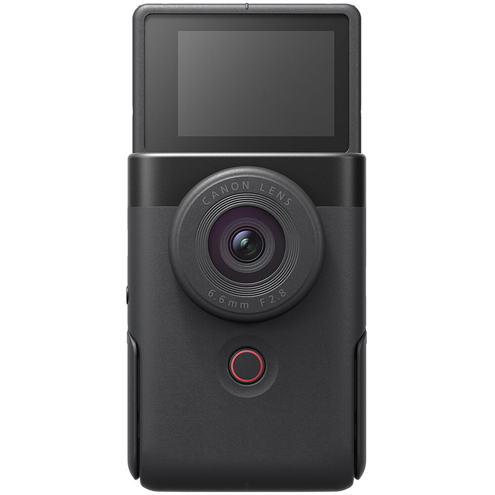 Canon PowerShot V10 camera in black, compact creator-focused digital camera with integrated stand — view 6
