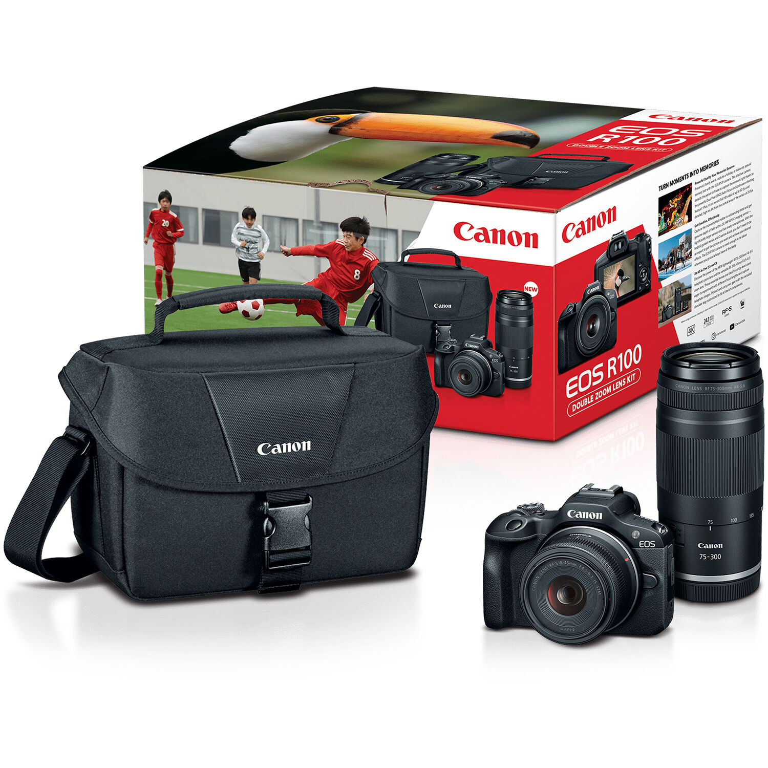 Canon Eos R100 Mirrorless Camera with 18-45mm and 75-300mm Lenses