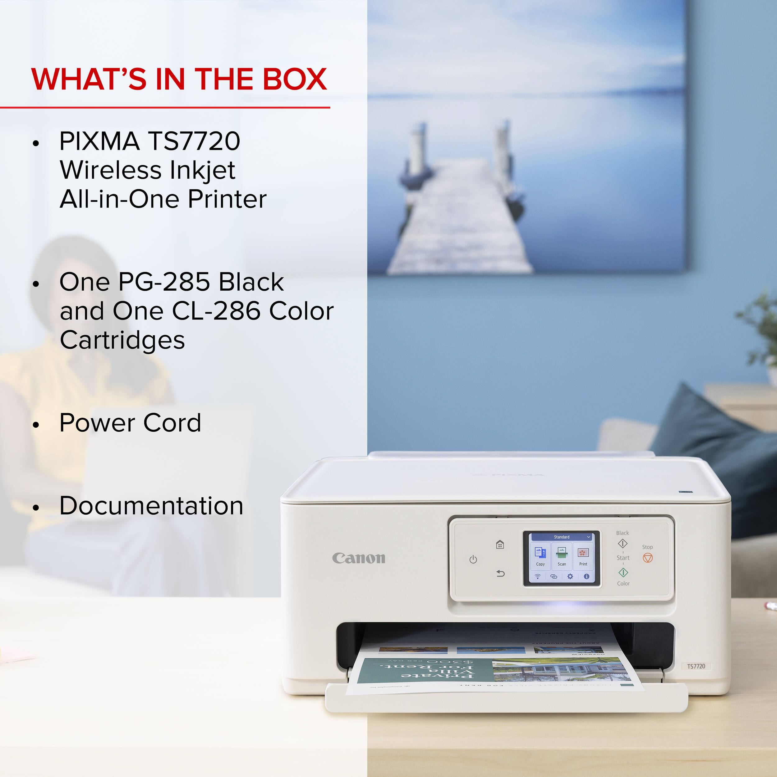 Canon PIXMA TS7720 wireless all-in-one inkjet printer with touchscreen for home office printing — view 13