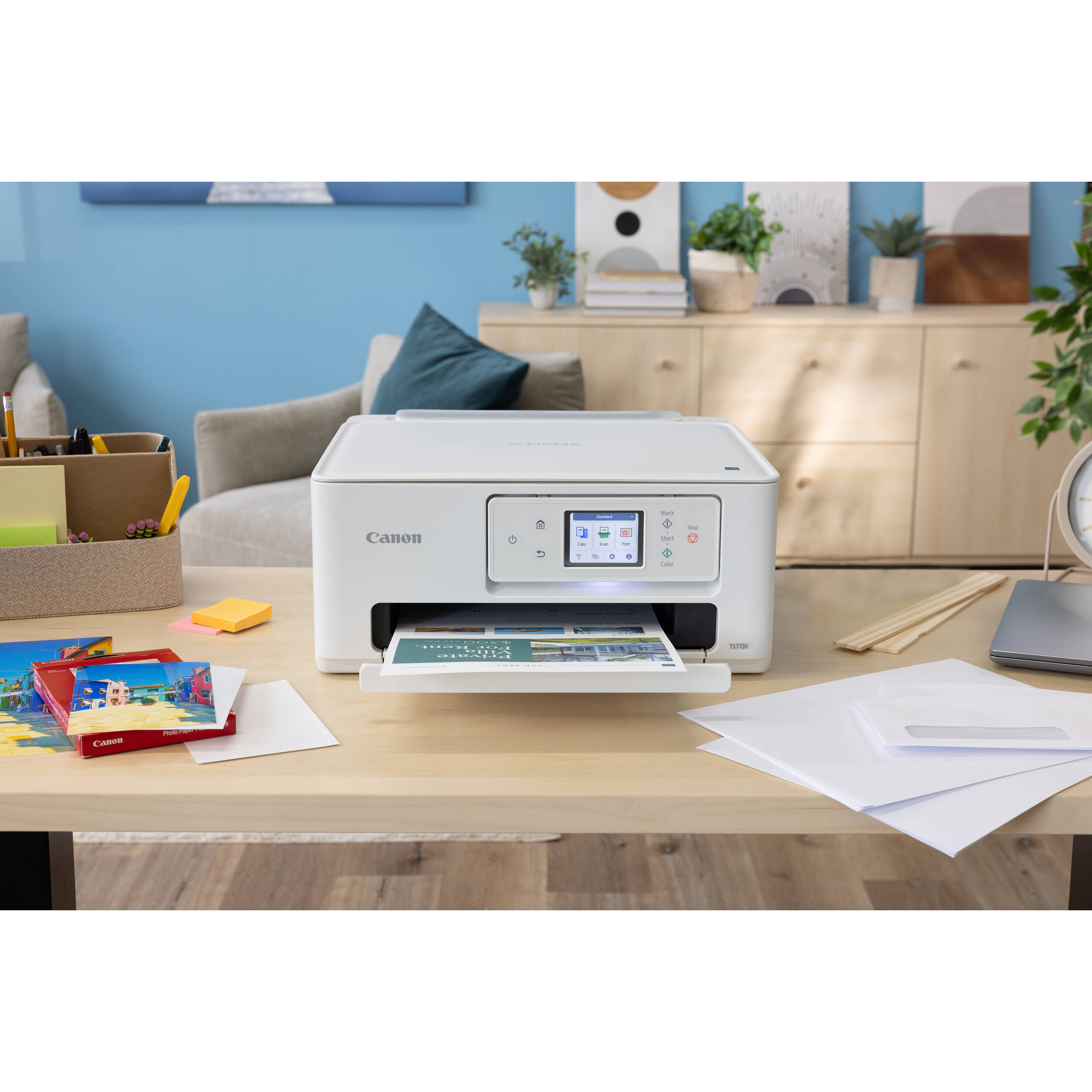 Canon PIXMA TS7720 wireless all-in-one inkjet printer with touchscreen for home office printing — view 8
