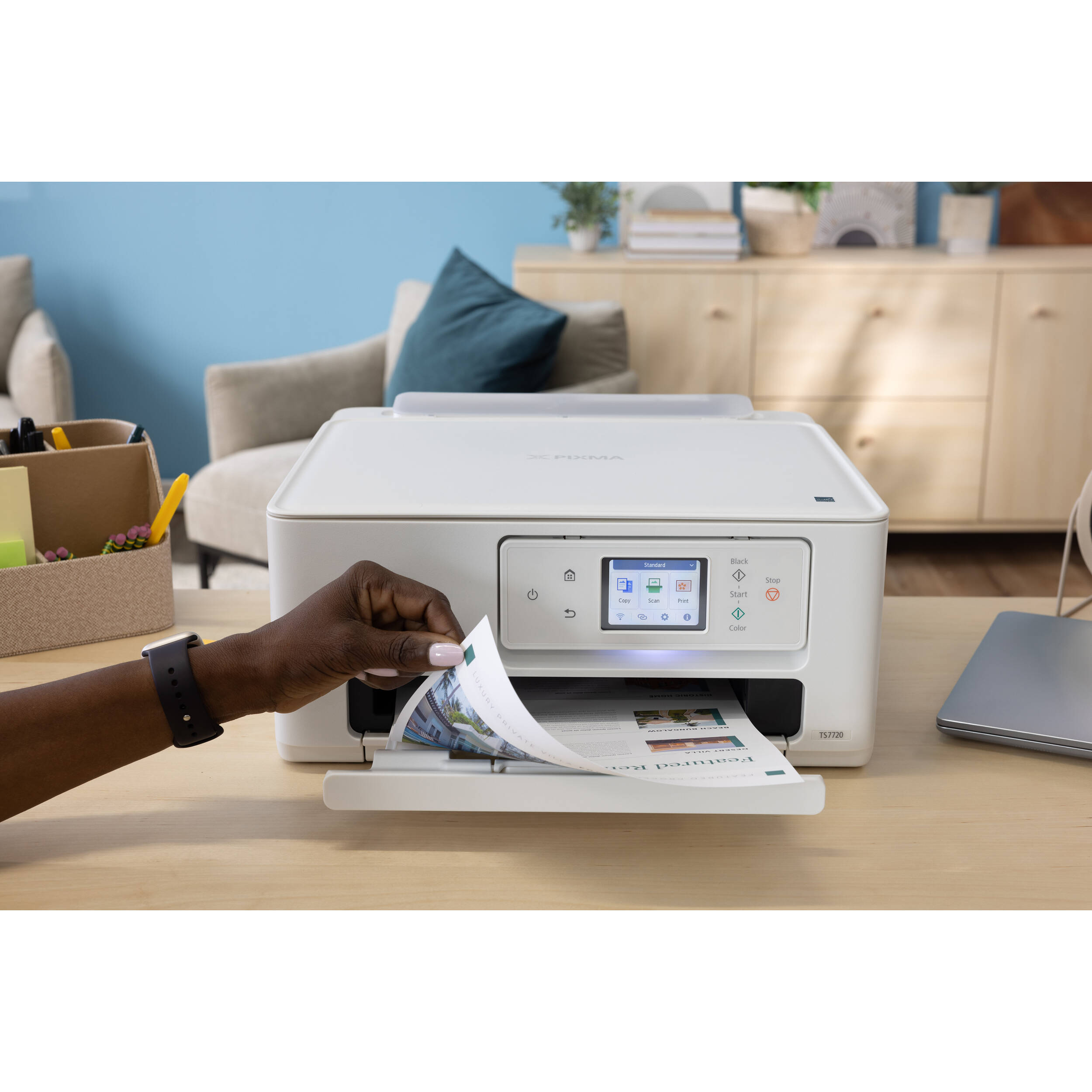 Canon PIXMA TS7720 wireless all-in-one inkjet printer with touchscreen for home office printing — view 9