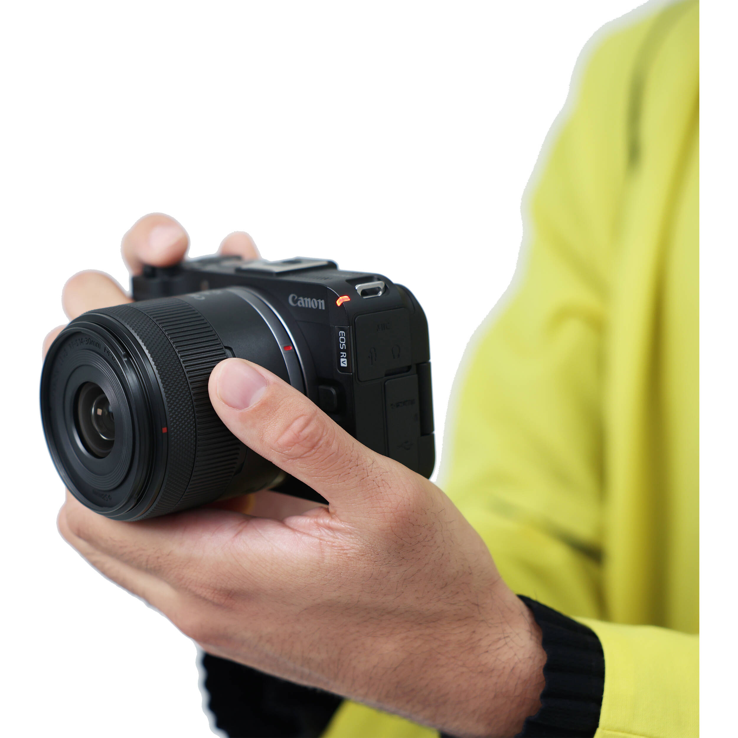Canon EOS R50 V mirrorless camera with 14-30mm lens, front view — view 10