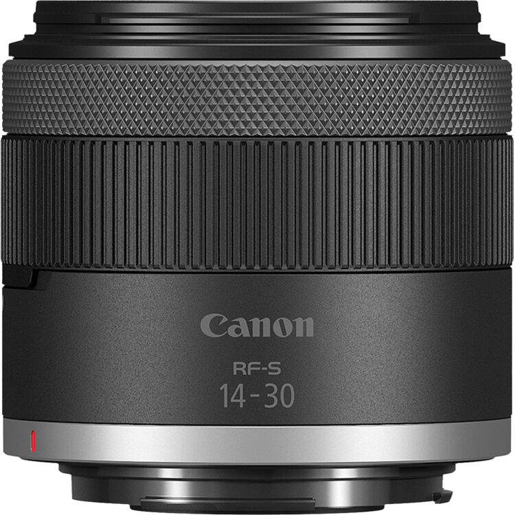 Canon EOS R50 V mirrorless camera with 14-30mm lens, front view — view 14