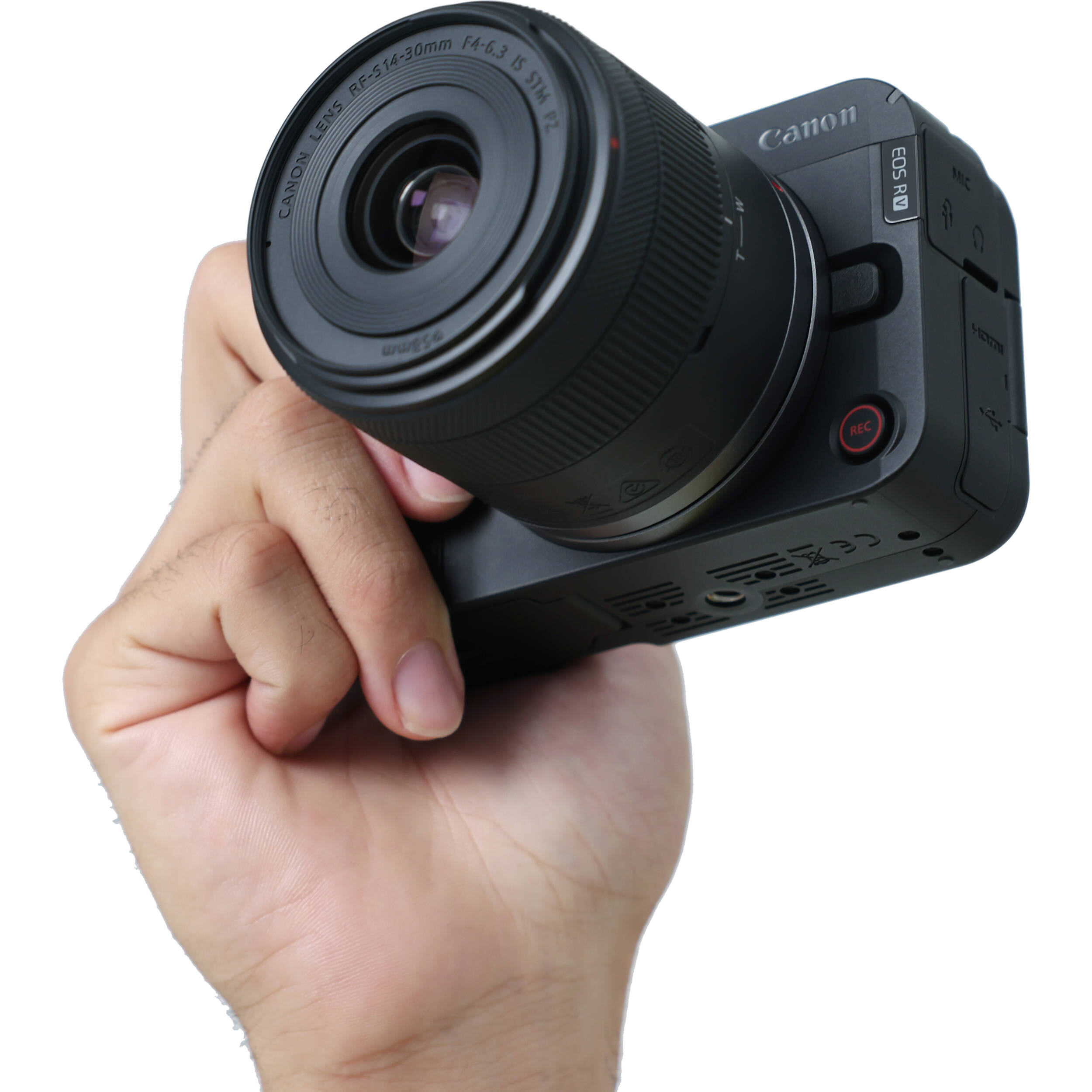 Canon EOS R50 V mirrorless camera with 14-30mm lens, front view — view 20
