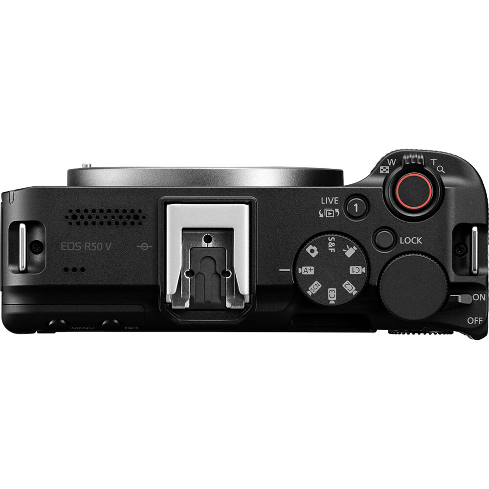 Canon EOS R50 V mirrorless camera with 14-30mm lens, front view — view 3