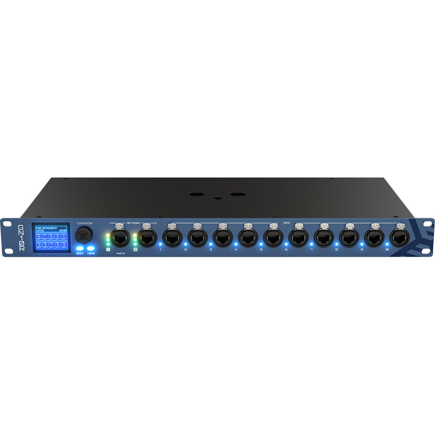 CHAUVET GeNetix GN10R 10-port RJ45 install node for AV network connections — view 2