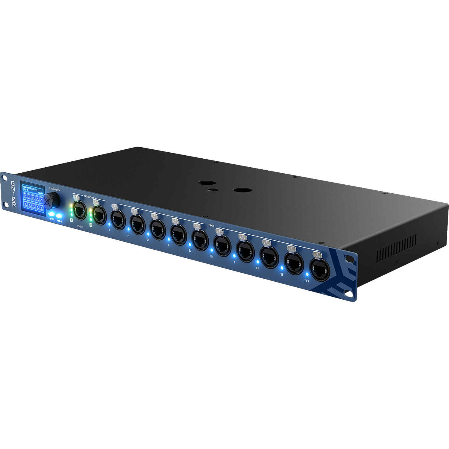 CHAUVET GeNetix GN10R 10-port RJ45 install node for AV network connections — view 3