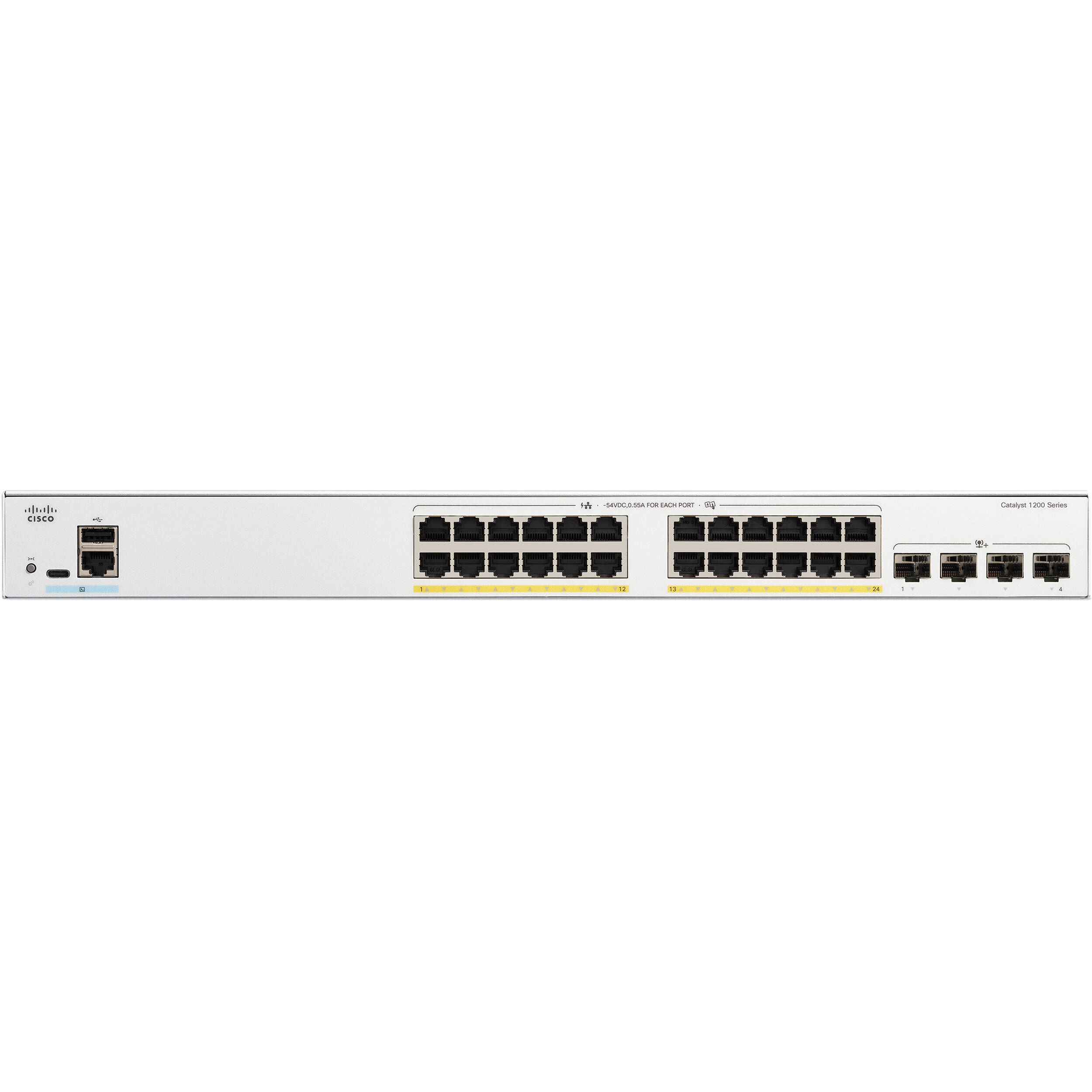 Cisco Catalyst 1200 24-port Gigabit PoE switch with 4 x 10G SFP+ uplinks — view 2