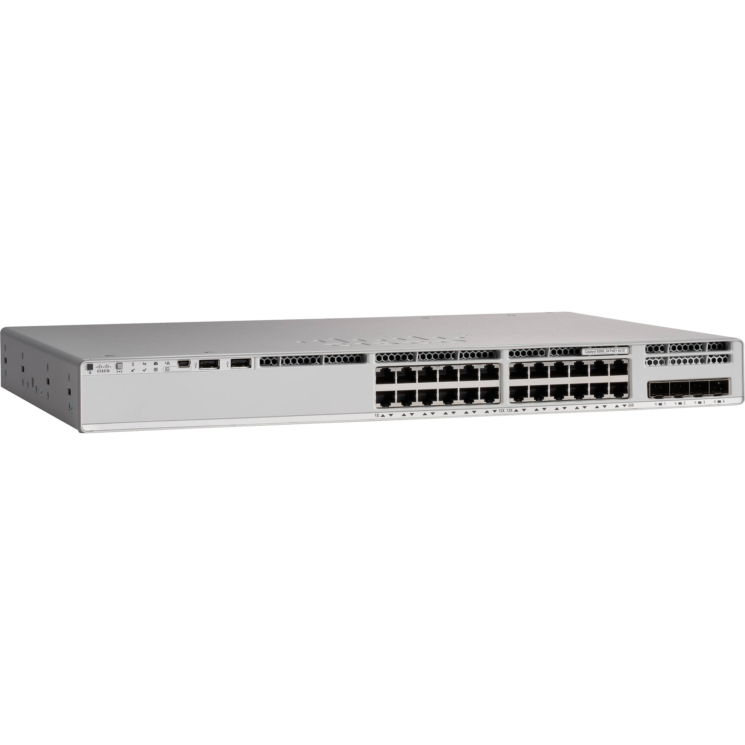 Cisco Catalyst 9200L 24-port PoE+ switch with 4 x 1G uplinks for enterprise access networking — view 2