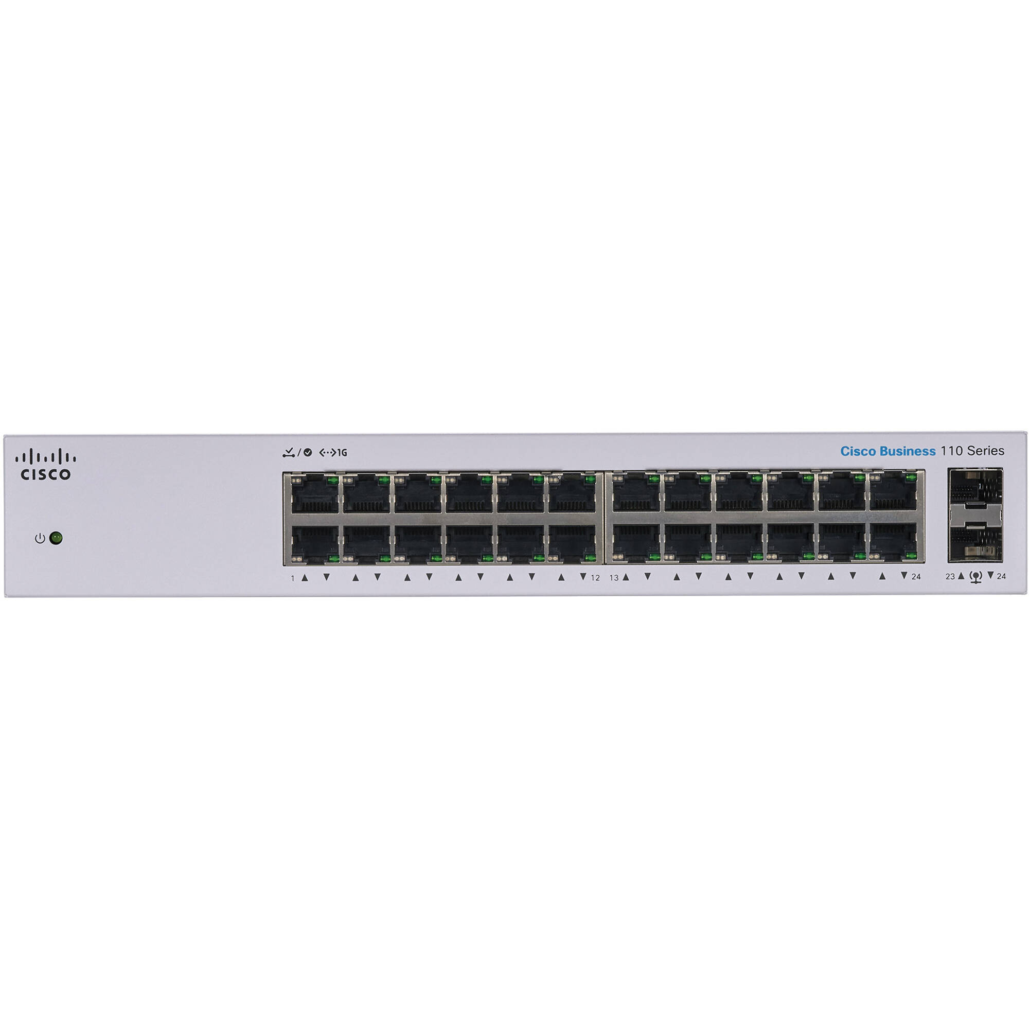 Cisco CBS110-24T-NA unmanaged 24-port Gigabit Ethernet switch with 2 shared 1G SFP uplinks — view 2