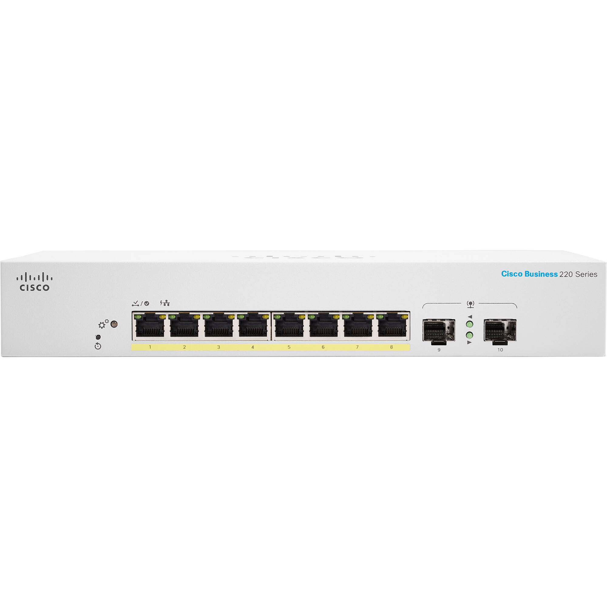 Cisco CBS220 Smart Switch 8 Port with 8 PoE Gigabit ports and 2 SFP uplinks — view 2