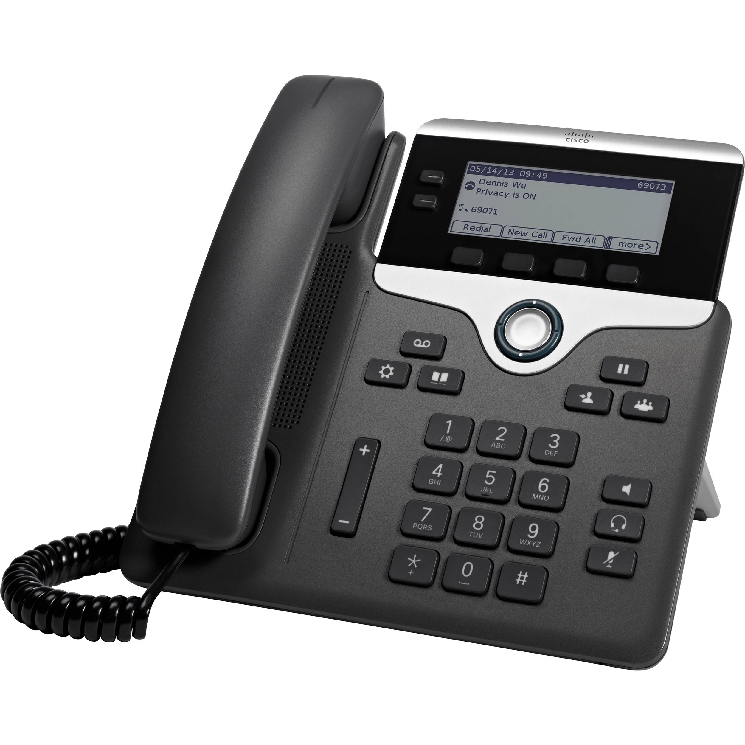 Cisco UC Phone 7821 compact desk phone with 3.5-inch display and Gigabit Ethernet — view 3