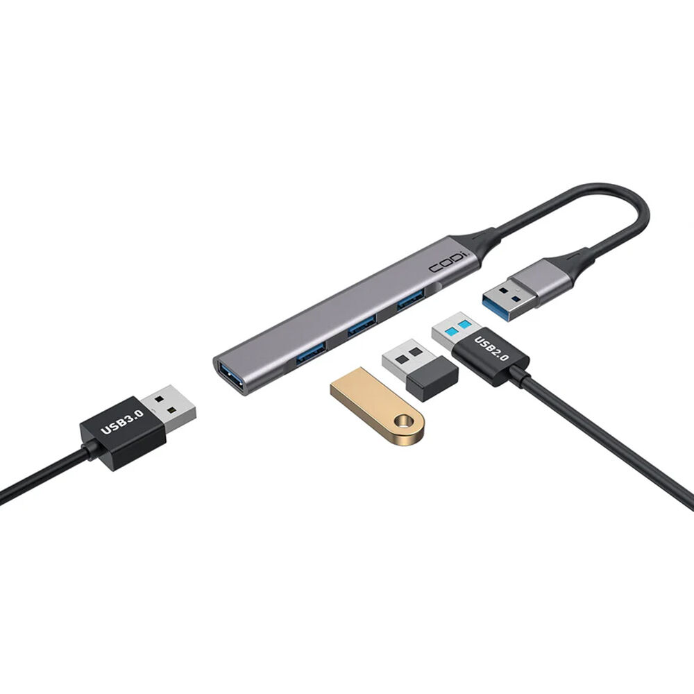 CODI SLIM USB-A 4PORT HUB X4 USB-A PORTS GREY — view 2
