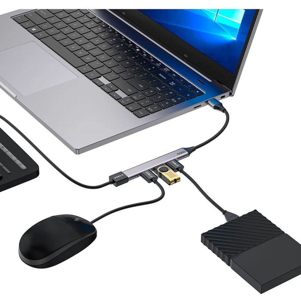 CODI SLIM USB-A 4PORT HUB X4 USB-A PORTS GREY — view 3