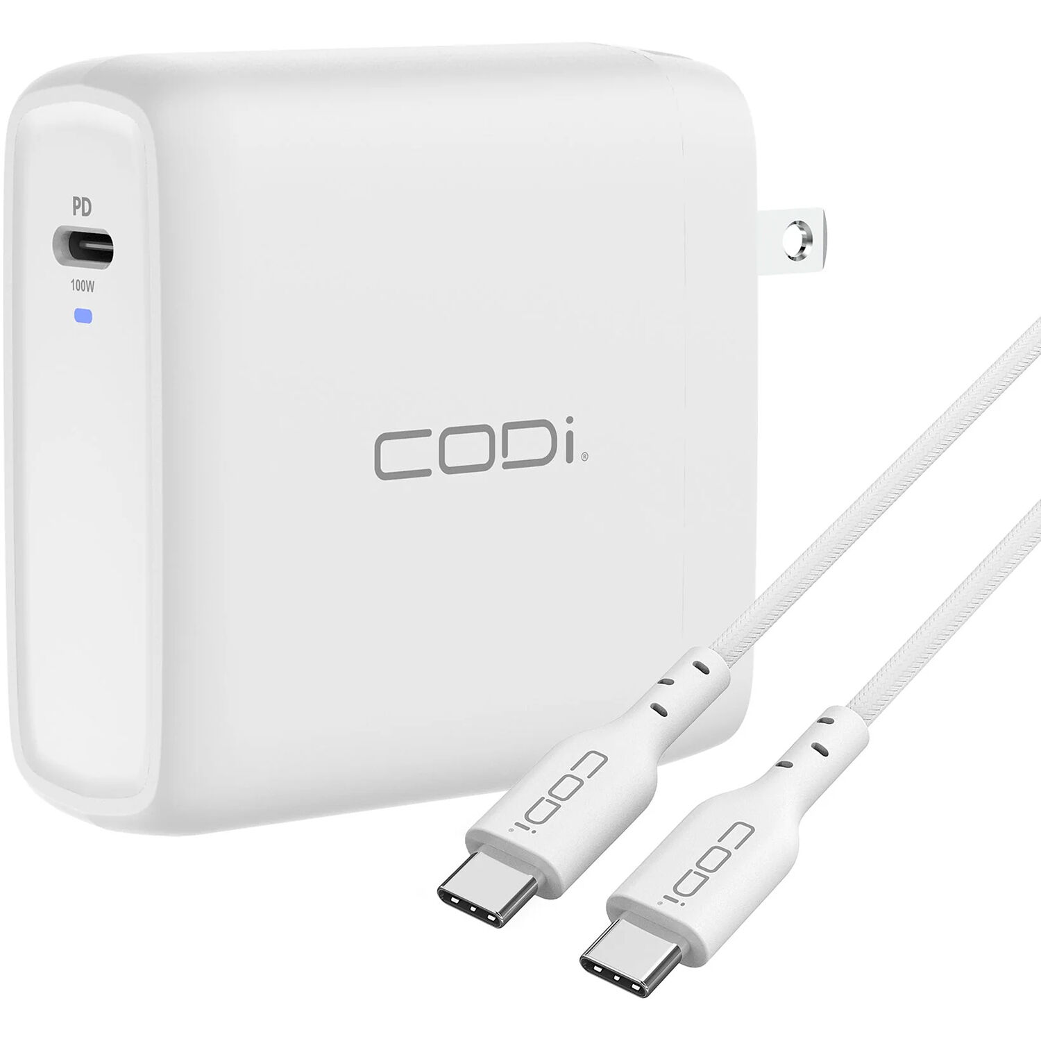 CODi 100 W wall charger with single USB-C port and included braided cable — view 4