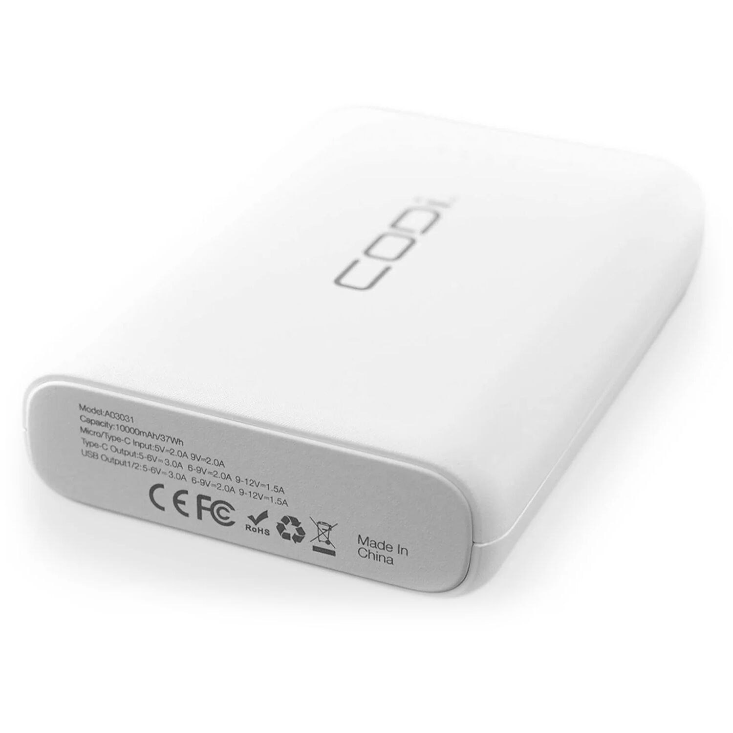 CODI 10000 MAH POWERBANK W QC TYPE C  DUAL USB A QC OUTPUTS — view 3