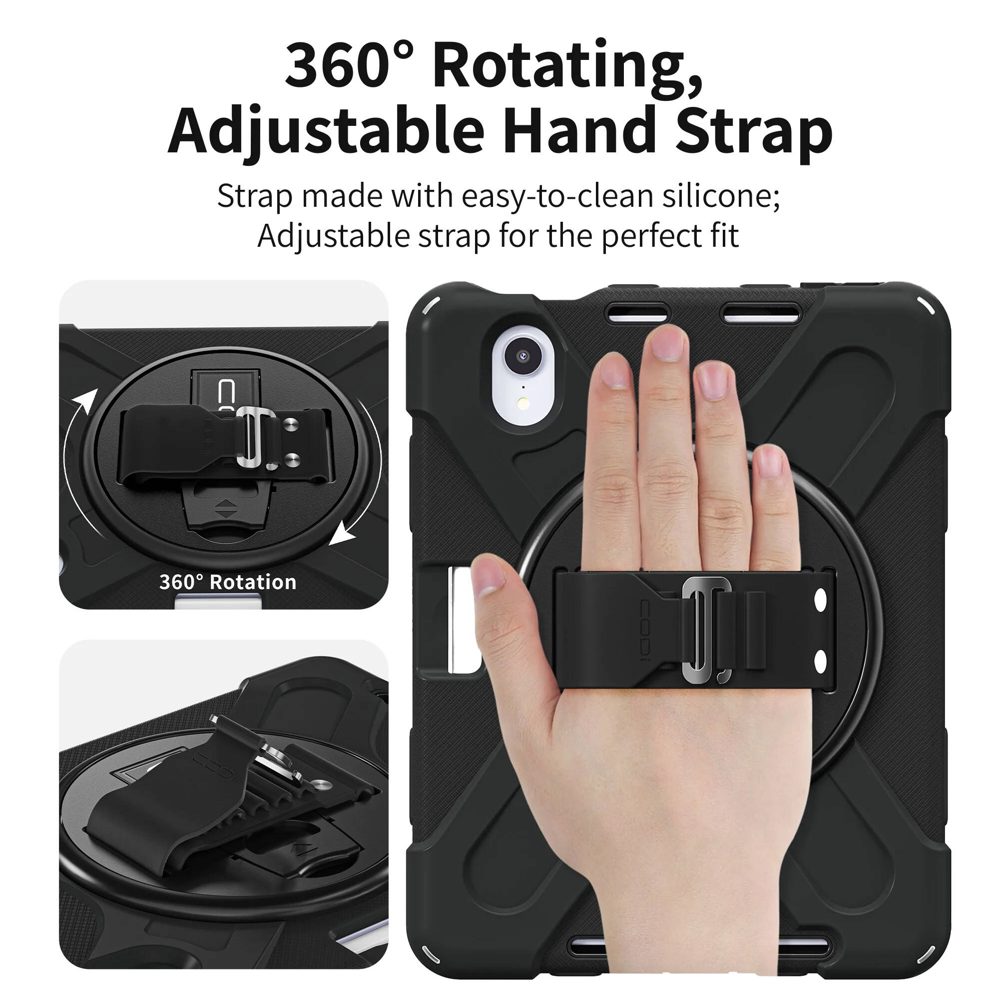 Black CODi rugged case for iPad mini 6 made of silicone and polycarbonate — view 5