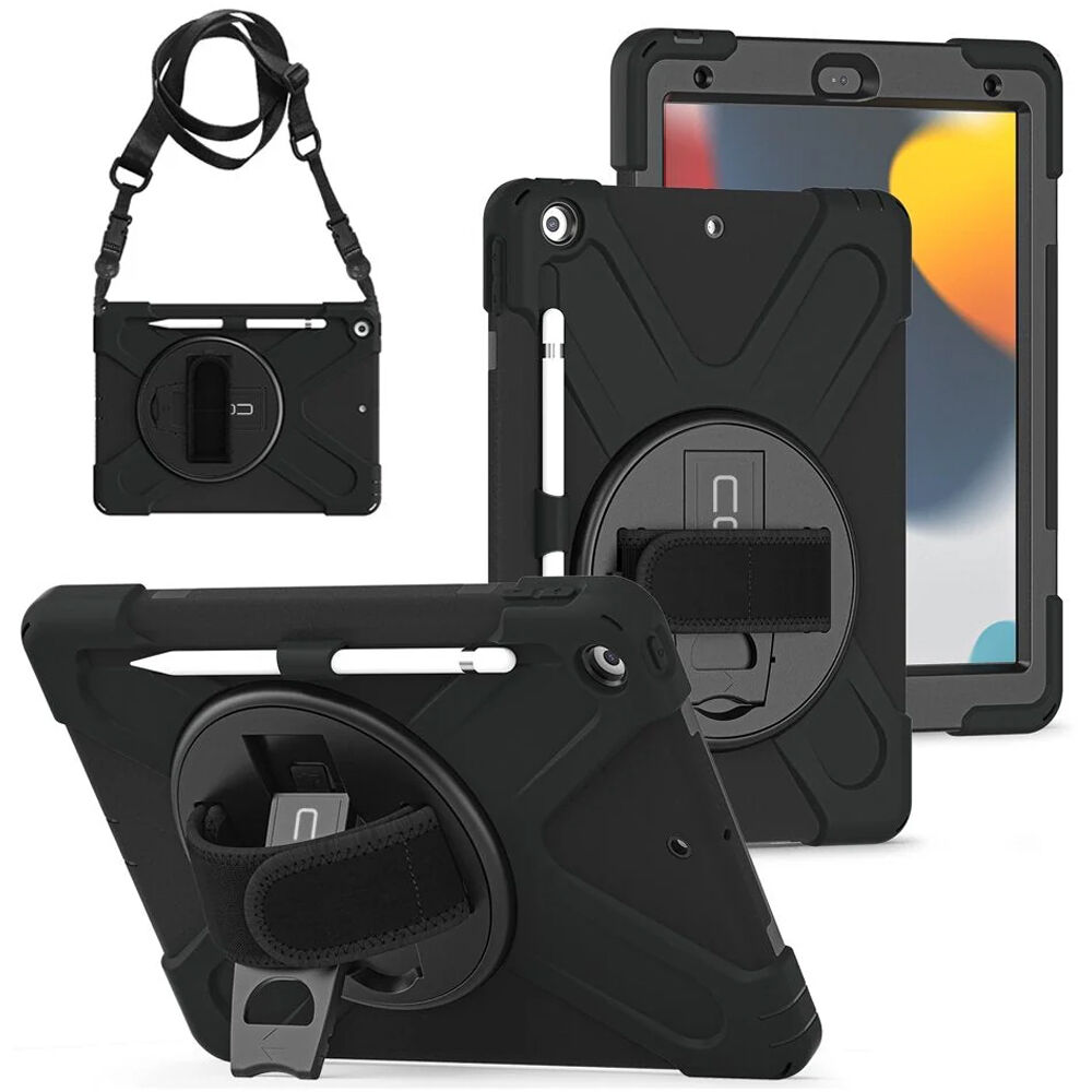 Black CODi rugged case for iPad 10.2 Gen 7 8 9 made of silicone and polycarbonate — view 2