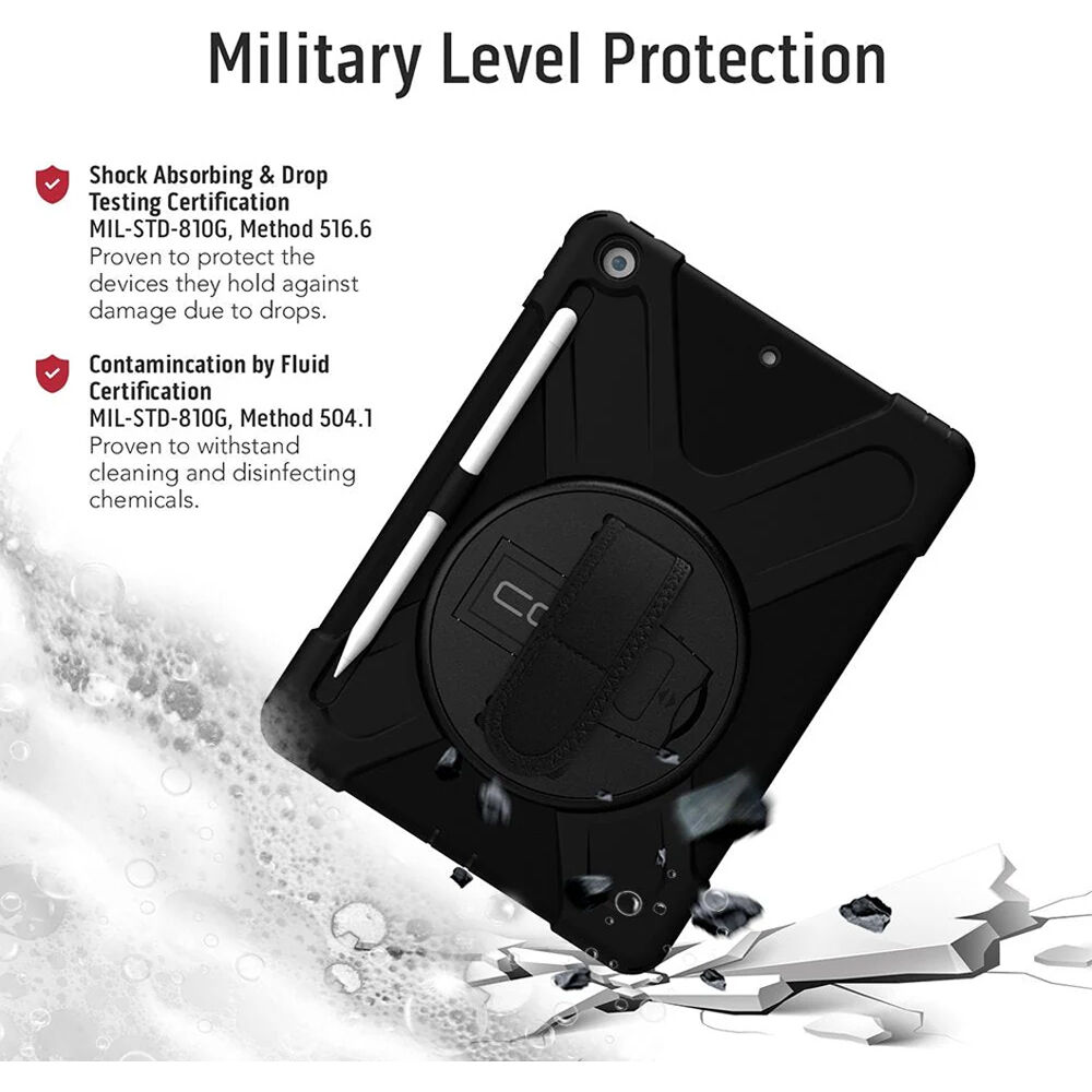 Black CODi rugged case for iPad 10.2 Gen 7 8 9 made of silicone and polycarbonate — view 4
