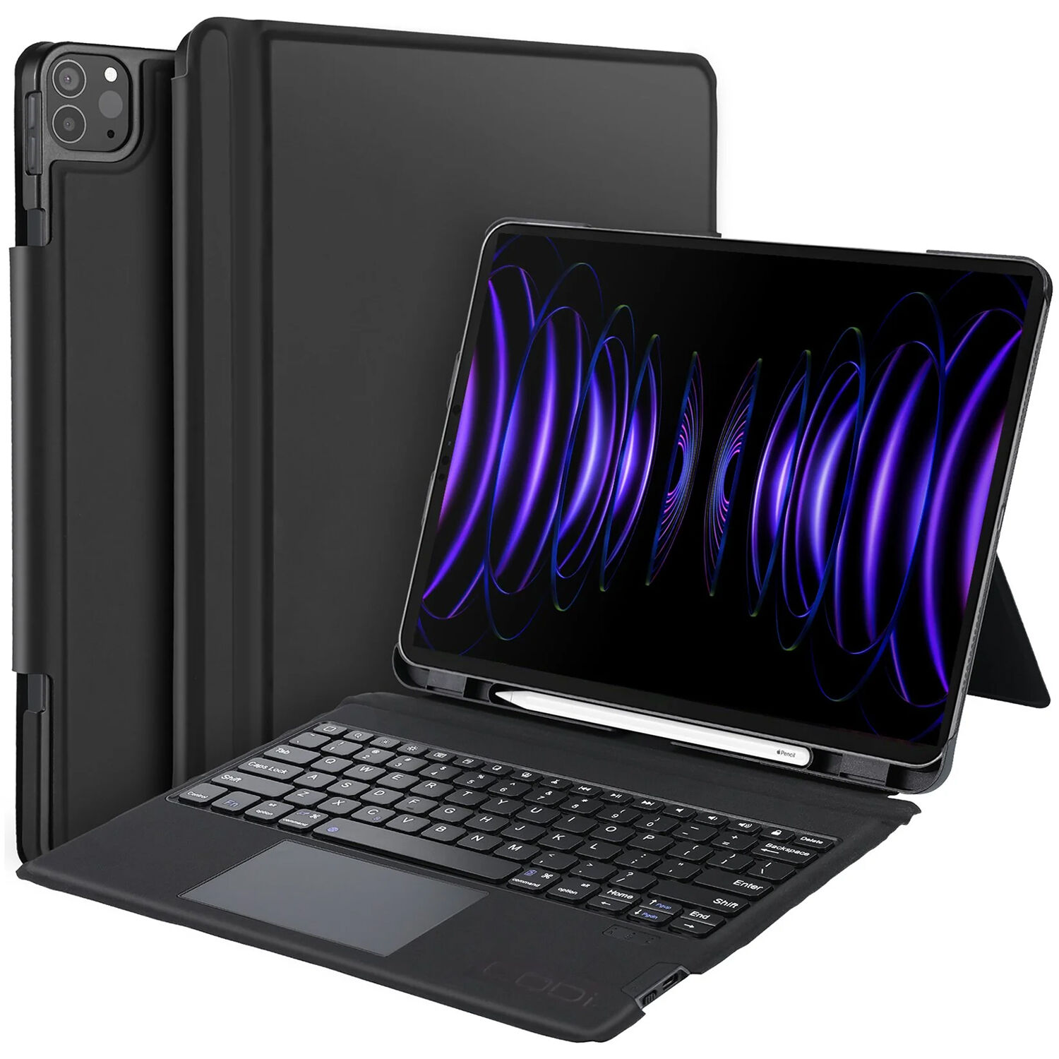 CODi Bluetooth keyboard case with trackpad for iPad Pro 12.9 Gen 6 and Gen 5 in black — view 3