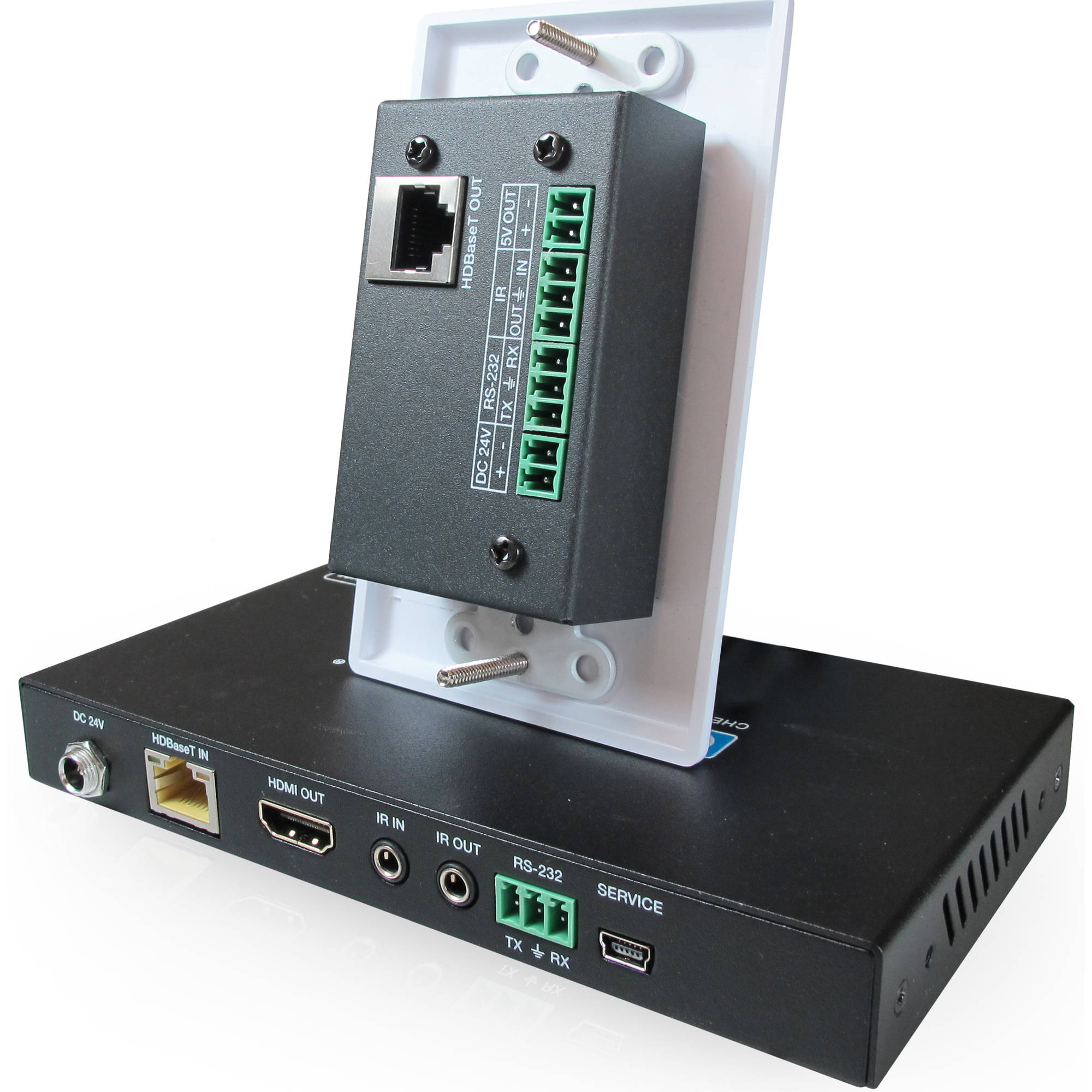 Single-gang HDMI wall plate extend kit with HDBaseT support for 4K60 pro AV installations — view 2