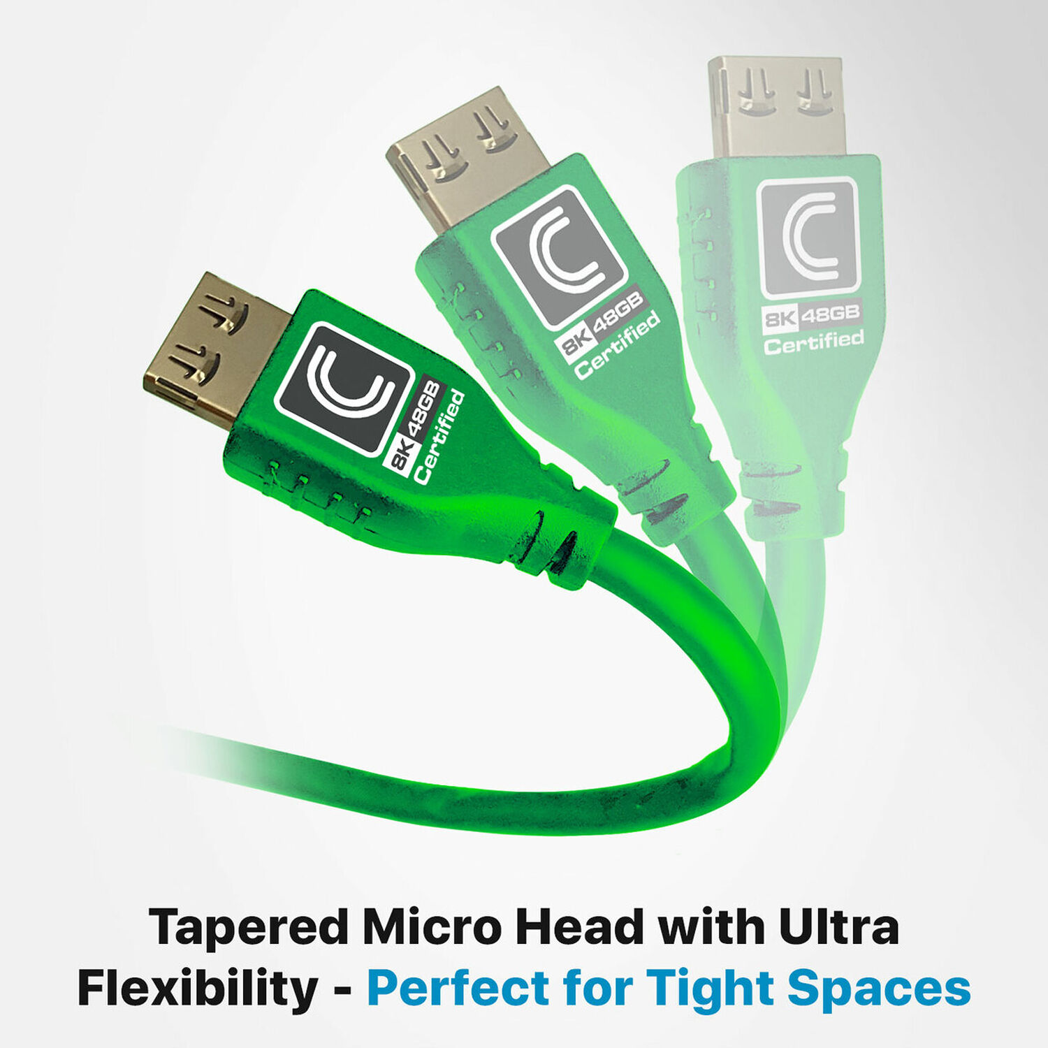 Comprehensive Connectivity Company 9 ft green MicroFlex 48G 8K HDMI cable with ProGrip connectors — view 3
