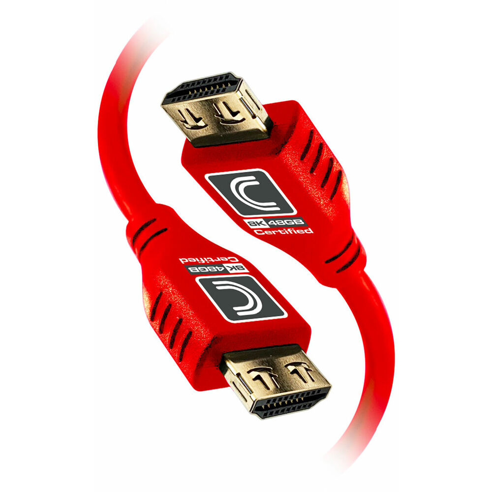 Red 9 ft MicroFlex 48G 8K HDMI cable with ProGrip HDMI connectors — view 2