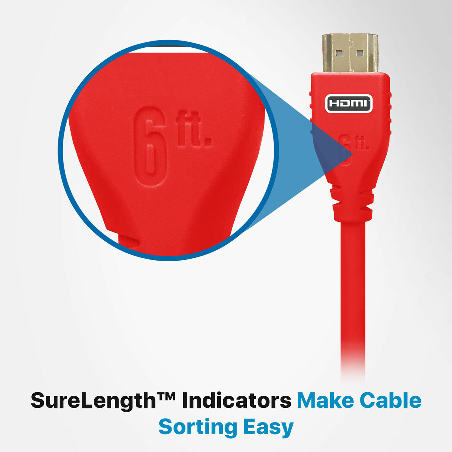 Red 9 ft MicroFlex 48G 8K HDMI cable with ProGrip HDMI connectors — view 4
