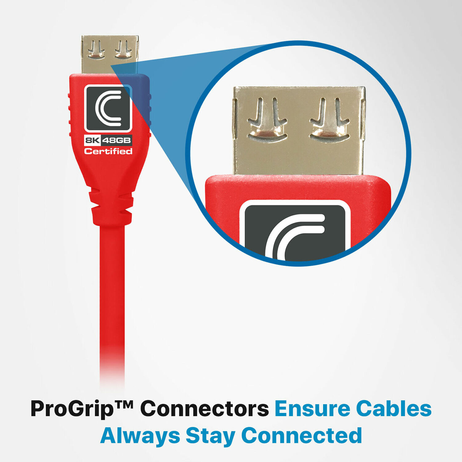 Red 9 ft MicroFlex 48G 8K HDMI cable with ProGrip HDMI connectors — view 5