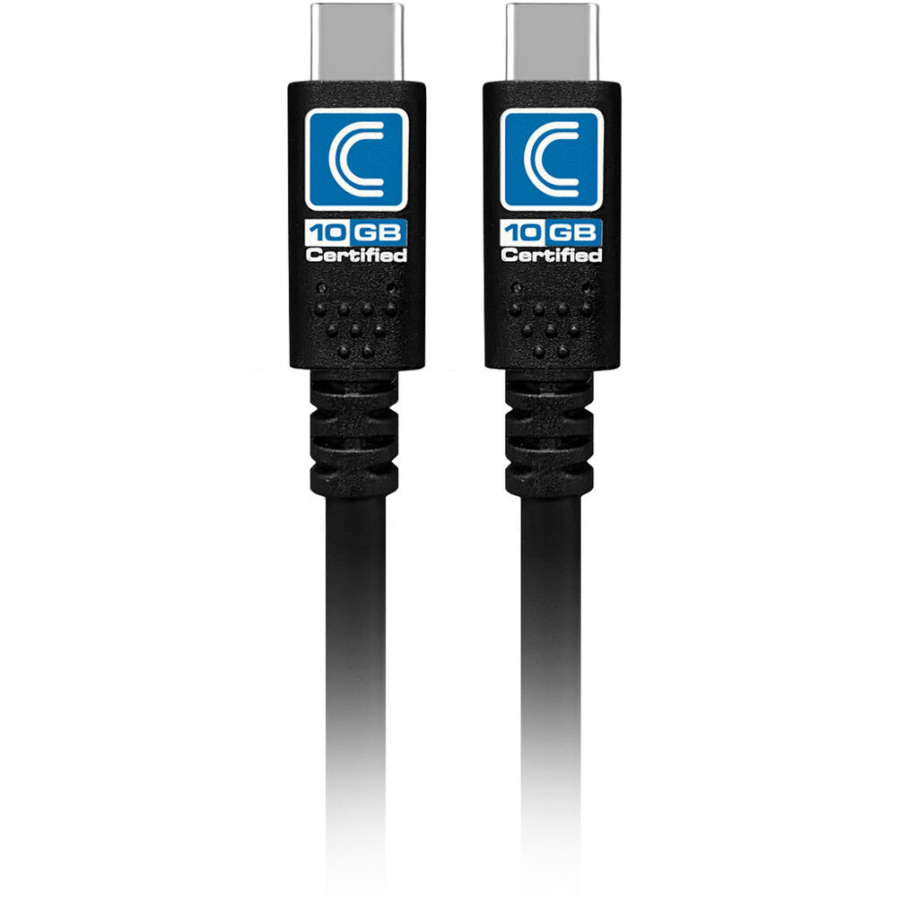Black 10 ft USB-C to USB-C cable for 10 Gbps data and 4K A/V pro AV/IT integration — view 2
