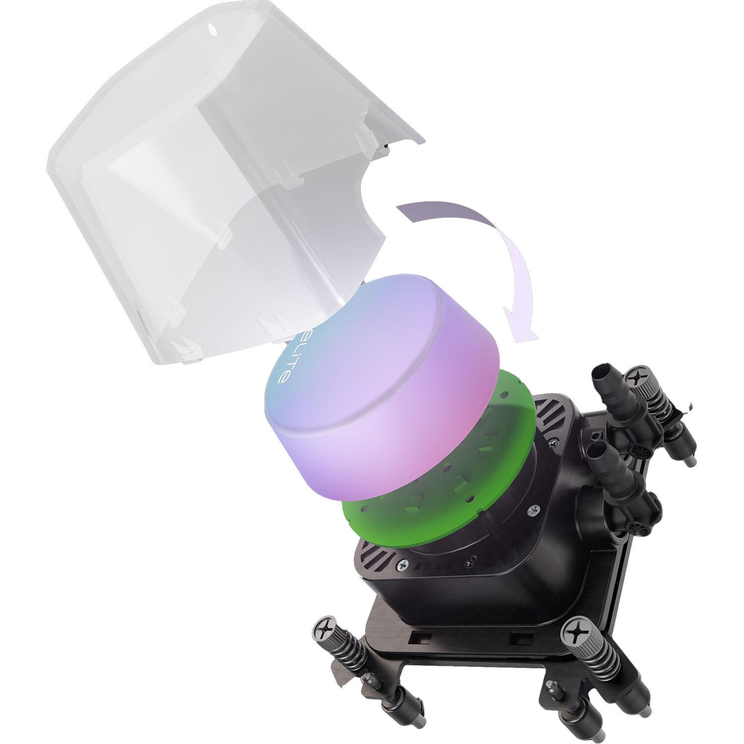 Cooler Master Elite Liquid 240 AIO CPU cooler with hexagonal pump cover and dual fans — view 4