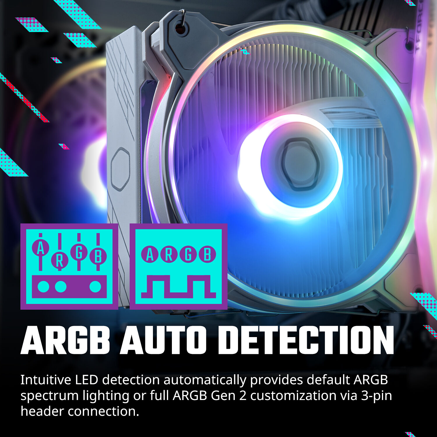 Cooler Master Hyper 212 Halo White tower CPU cooler with white heatsink and ARGB fan — view 15