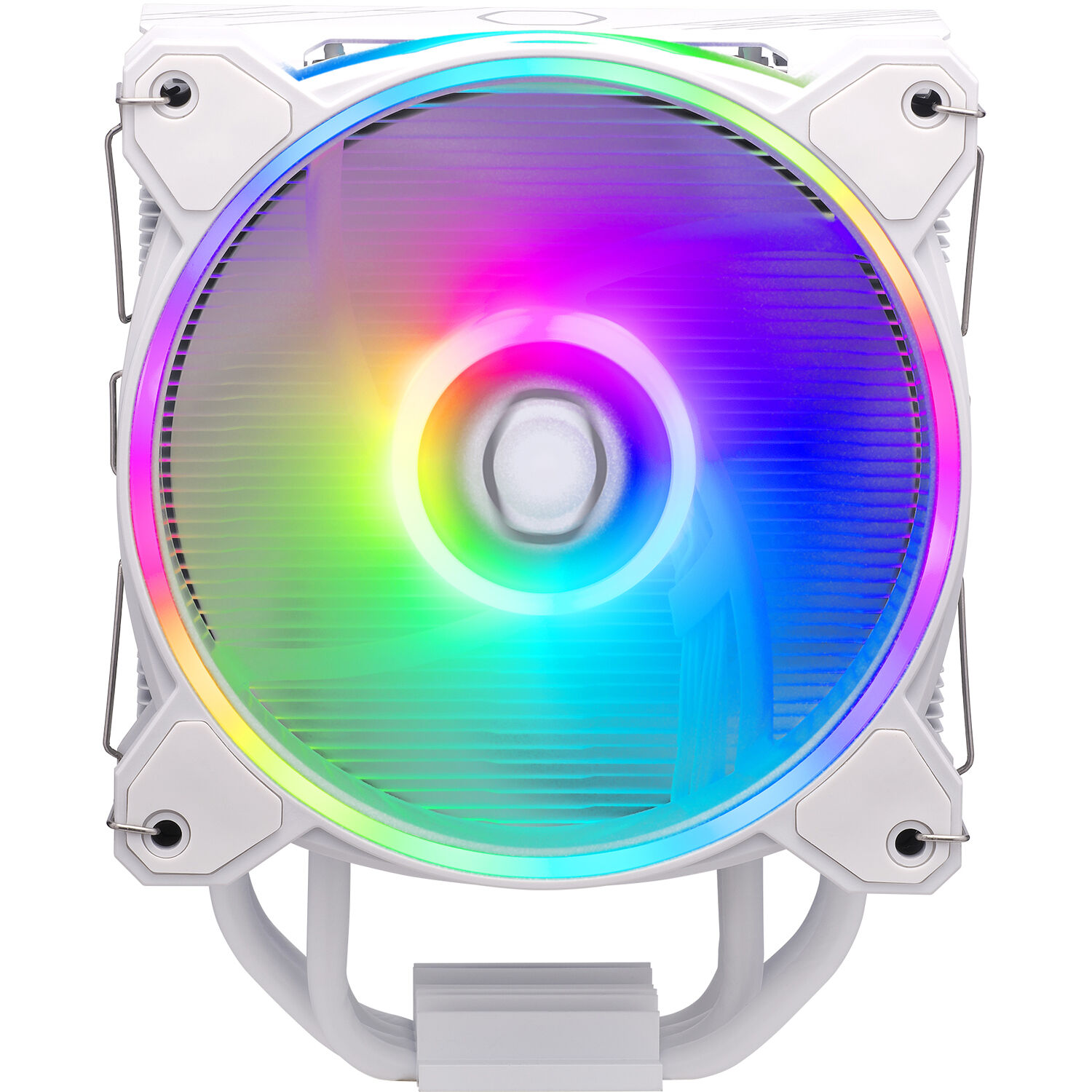 Cooler Master Hyper 212 Halo White tower CPU cooler with white heatsink and ARGB fan — view 2