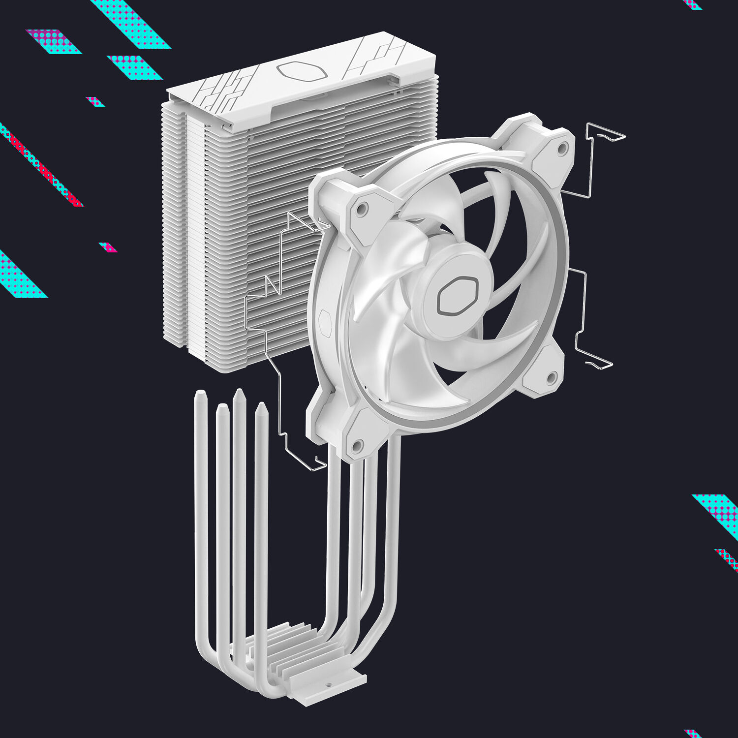 Cooler Master Hyper 212 Halo White tower CPU cooler with white heatsink and ARGB fan — view 20