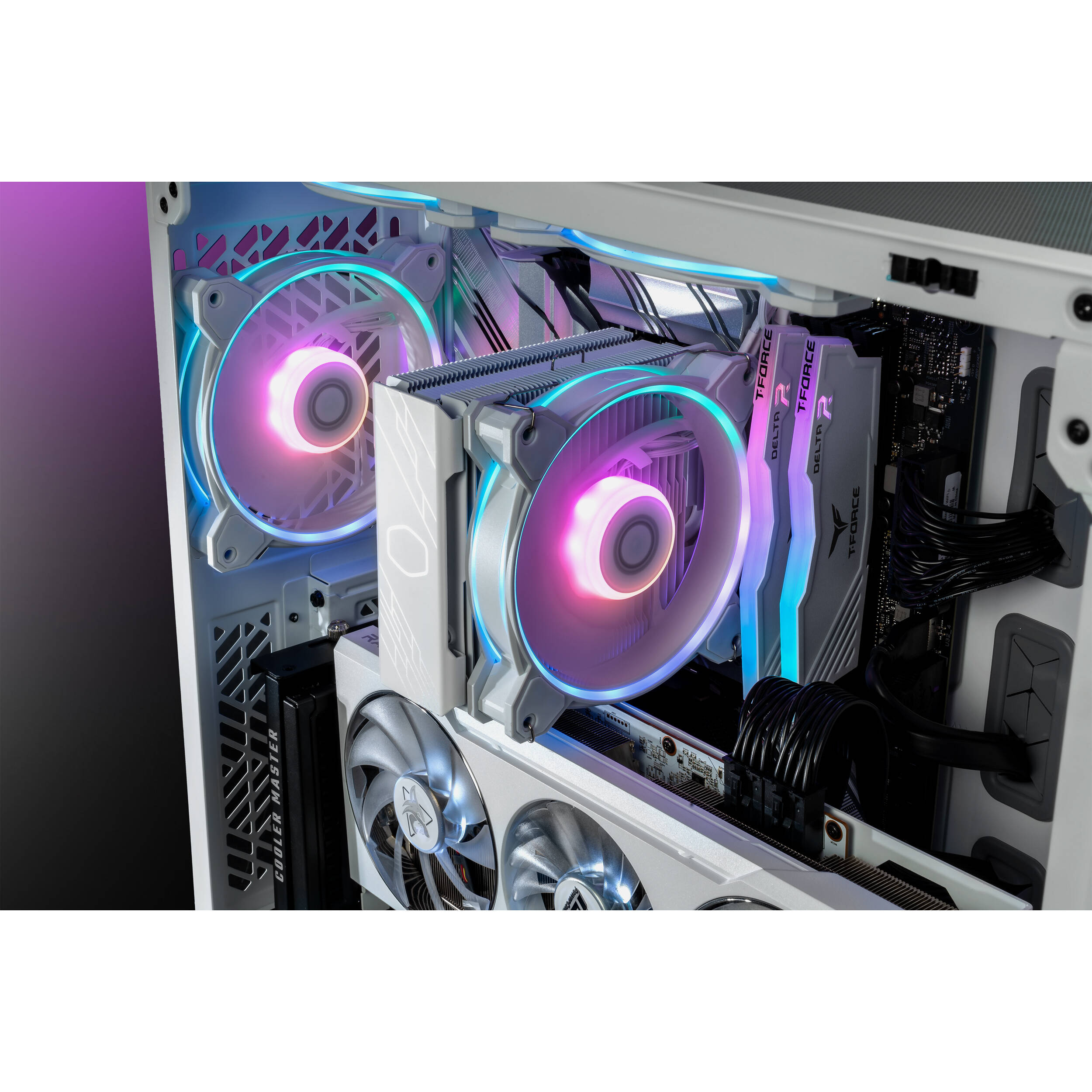 Cooler Master Hyper 212 Halo White tower CPU cooler with white heatsink and ARGB fan — view 28