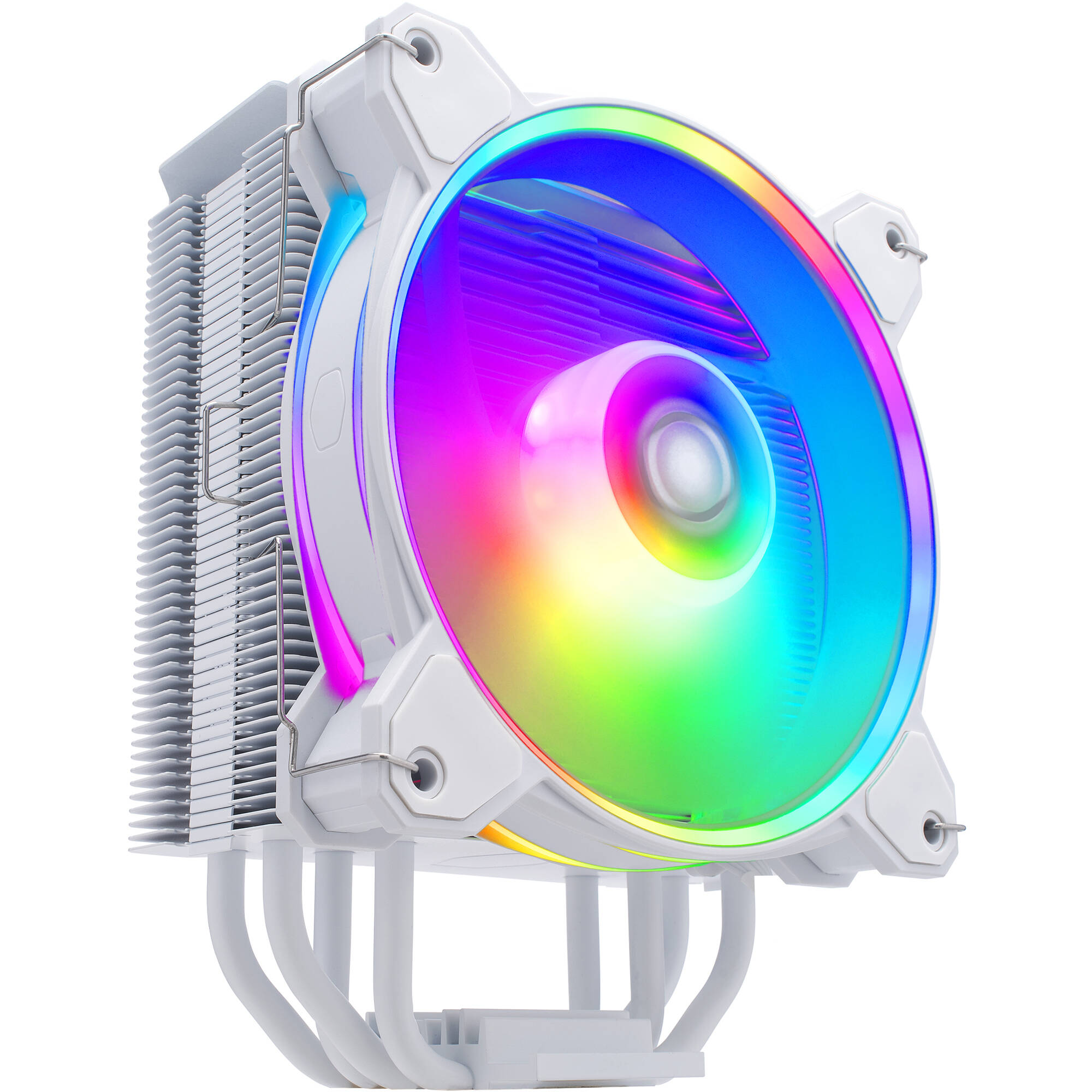 Cooler Master Hyper 212 Halo White tower CPU cooler with white heatsink and ARGB fan — view 4
