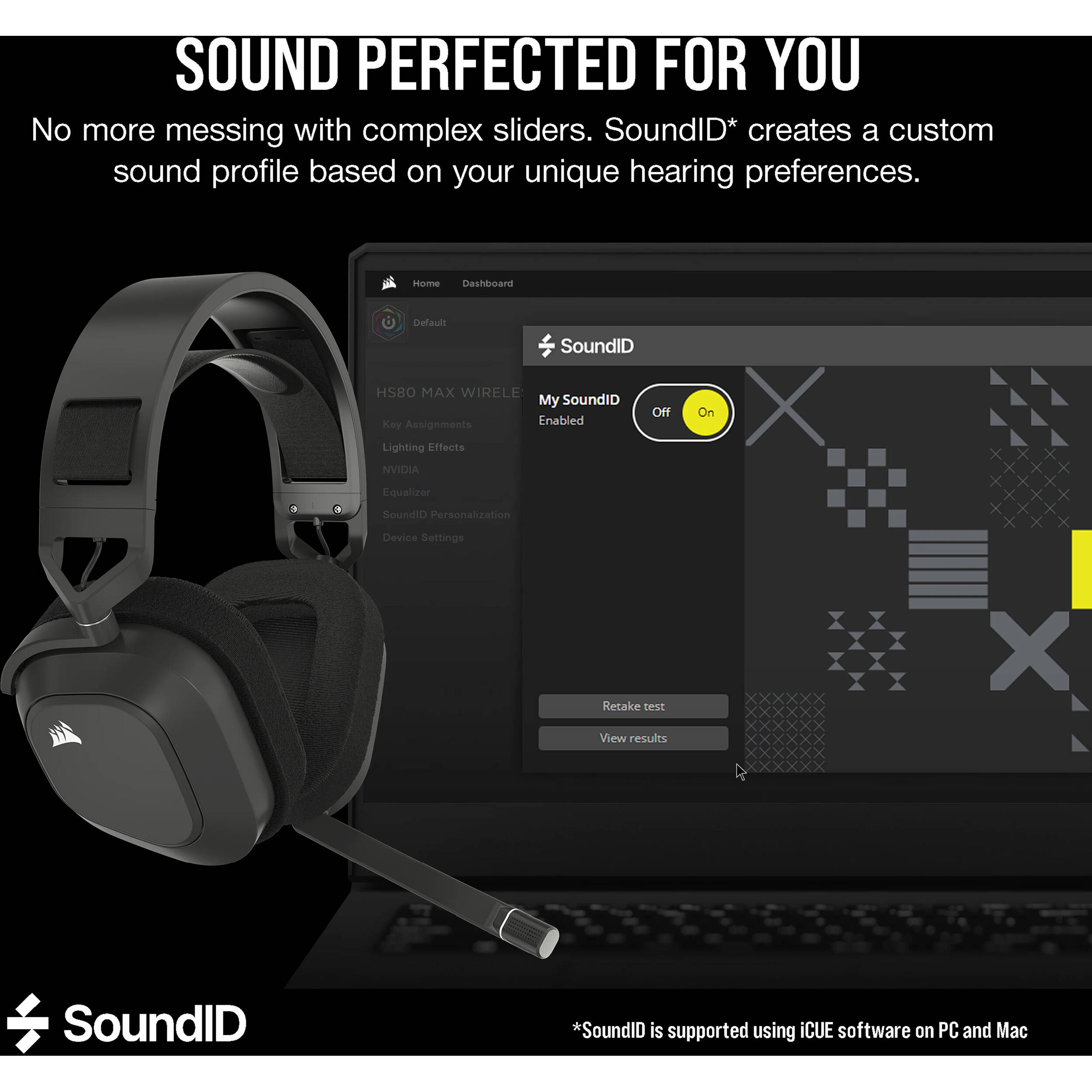 Corsair HS80 MAX Wireless Headset in Steel Gray, over-ear wireless gaming headset with broadcast-grade microphone — view 10