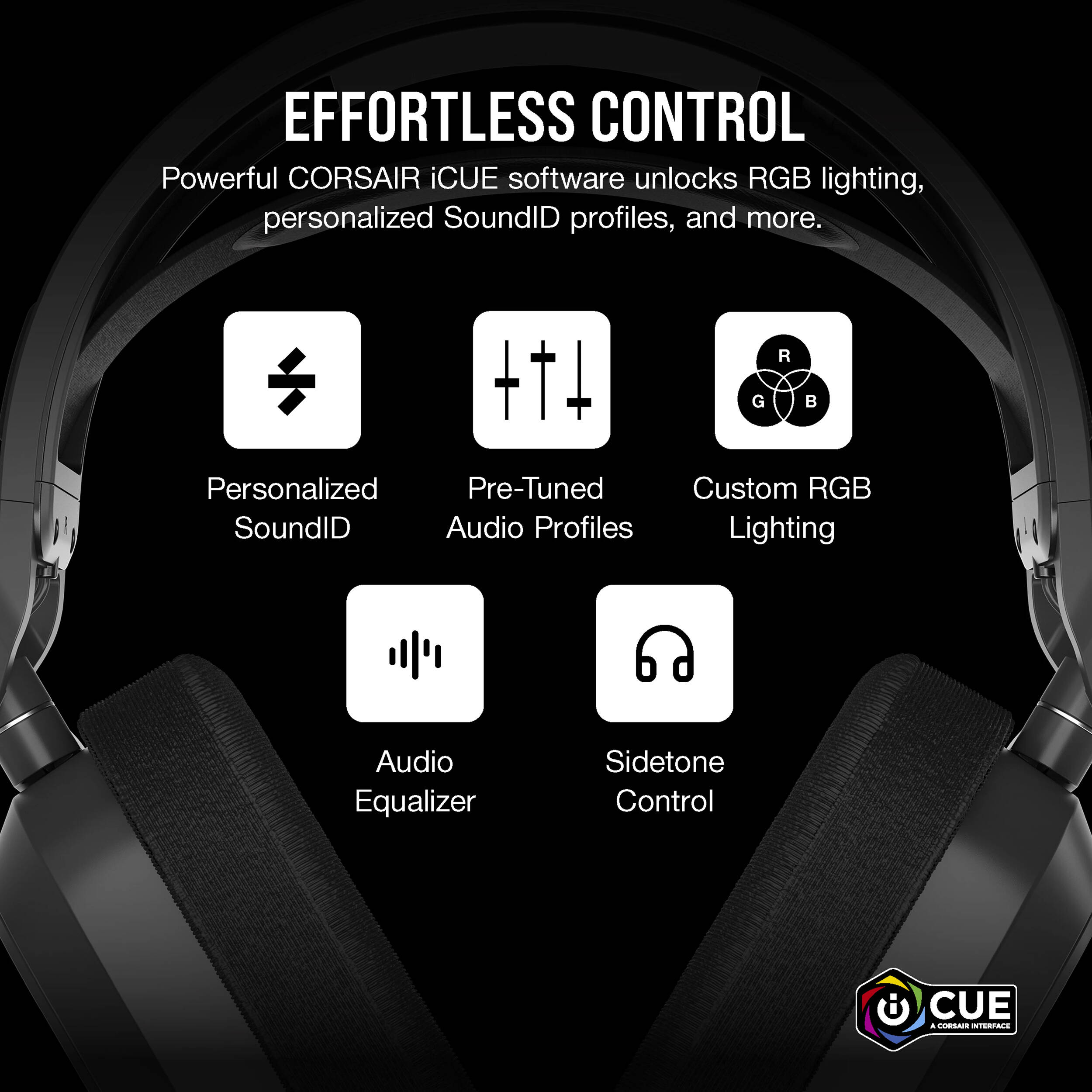 Corsair HS80 MAX Wireless Headset in Steel Gray, over-ear wireless gaming headset with broadcast-grade microphone — view 11