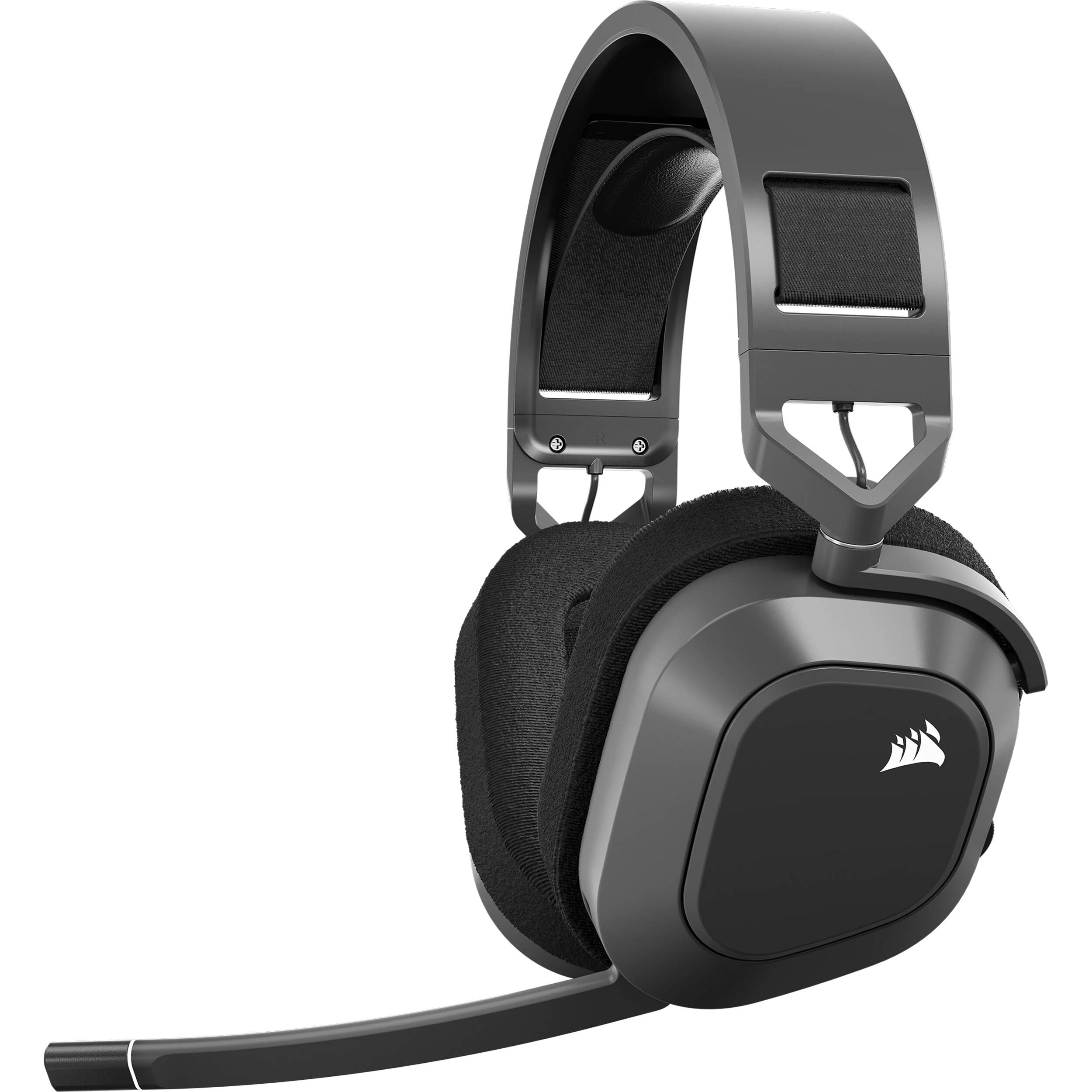 Corsair HS80 MAX Wireless Headset in Steel Gray, over-ear wireless gaming headset with broadcast-grade microphone — view 3