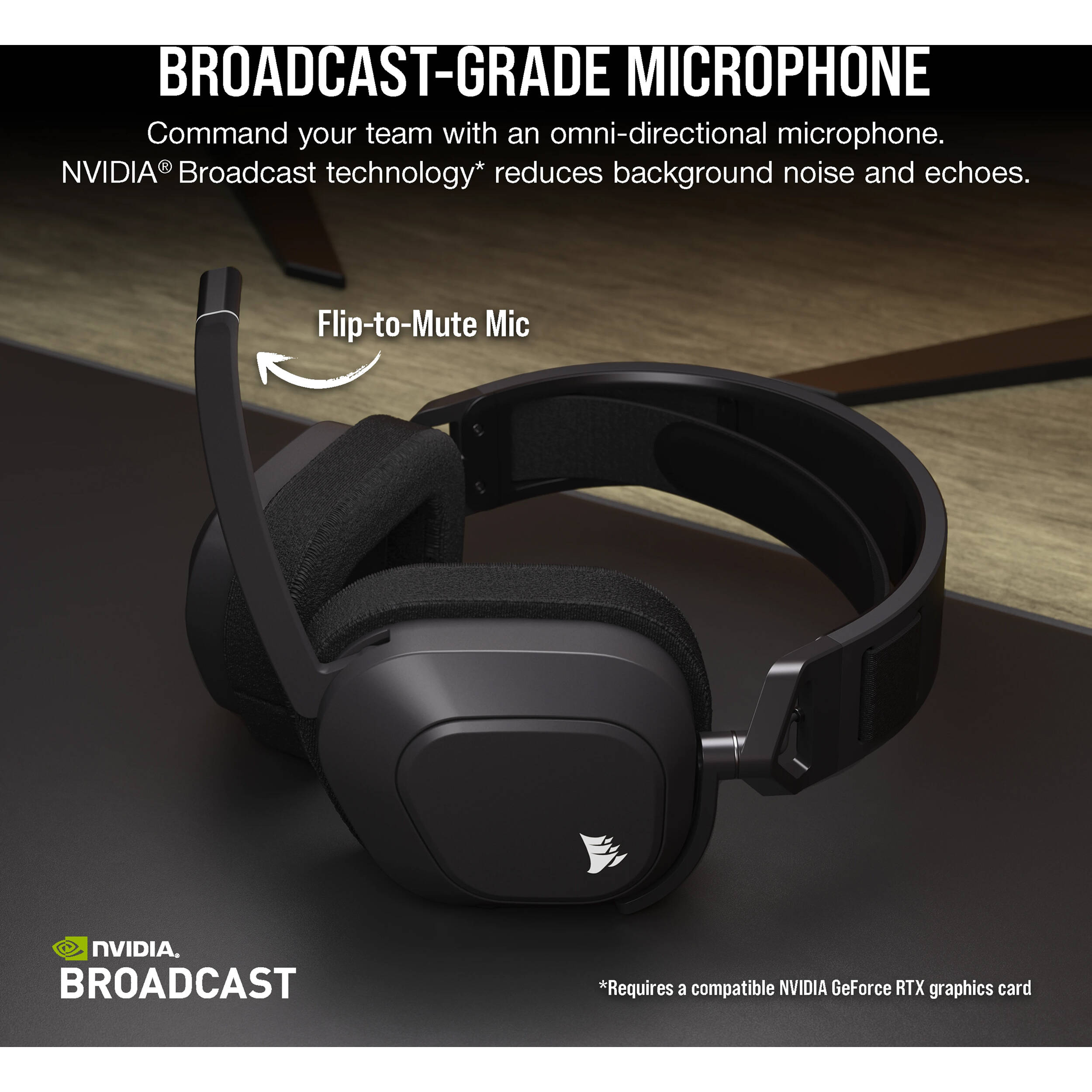 Corsair HS80 MAX Wireless Headset in Steel Gray, over-ear wireless gaming headset with broadcast-grade microphone — view 9