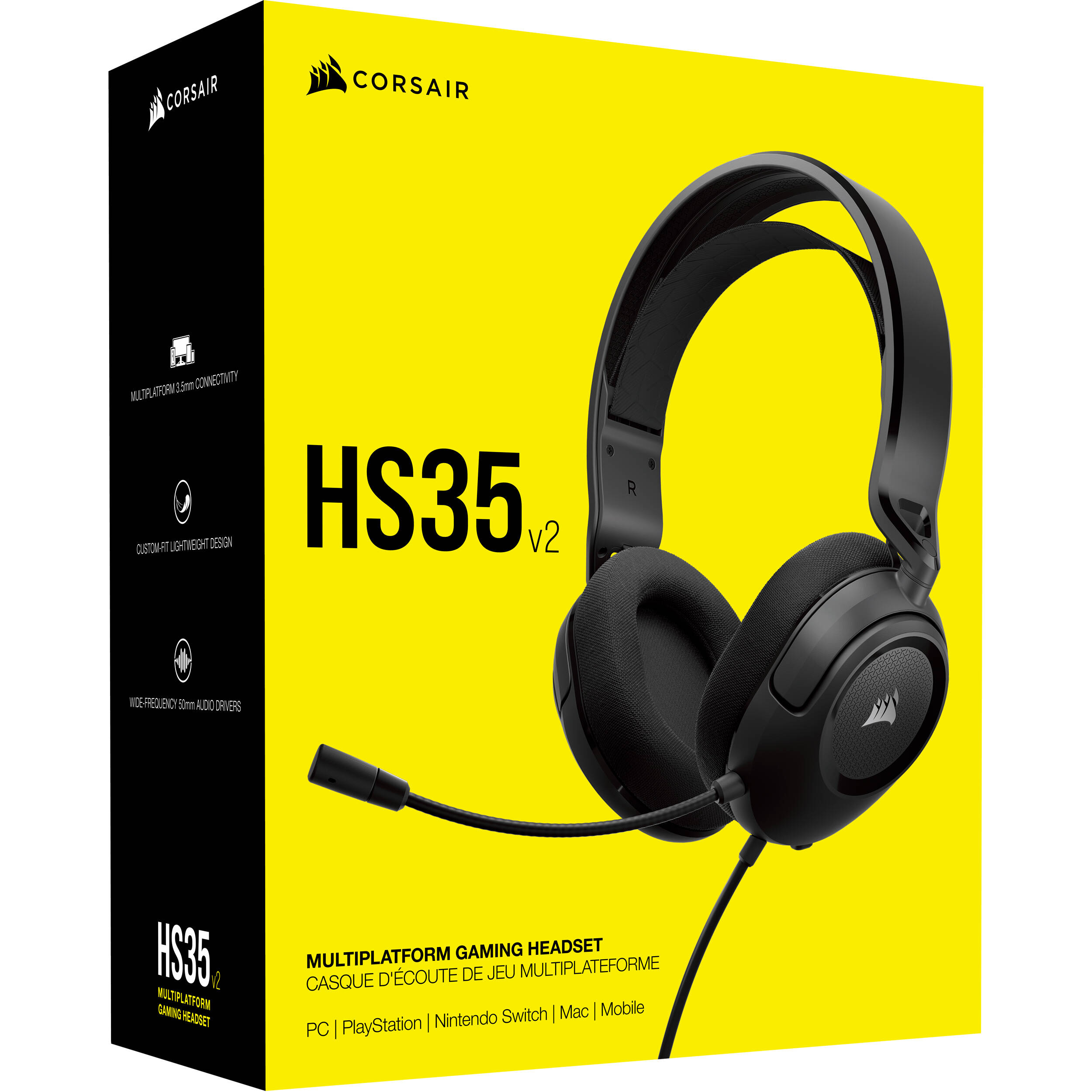 CORSAIR HS35 V2 Carbon wired over-ear gaming headset with flip-up microphone — view 10