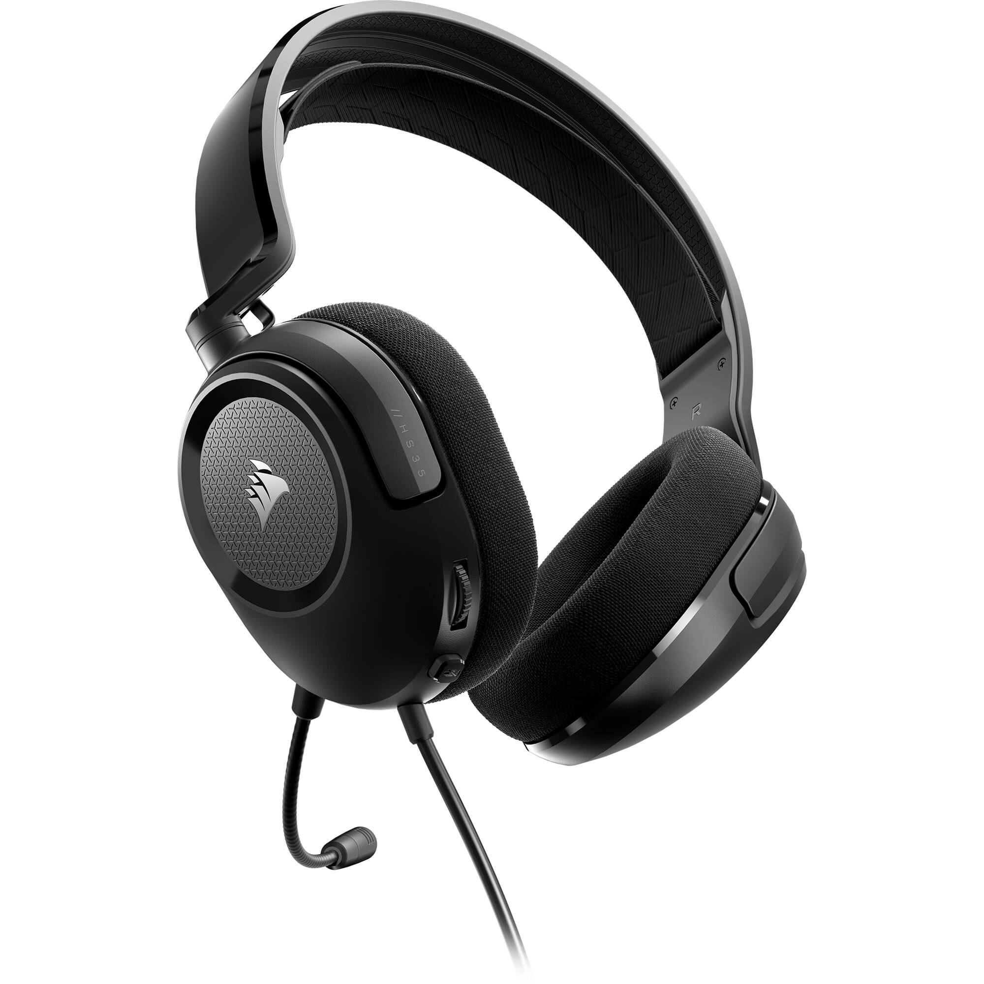 CORSAIR HS35 V2 Carbon wired over-ear gaming headset with flip-up microphone — view 5