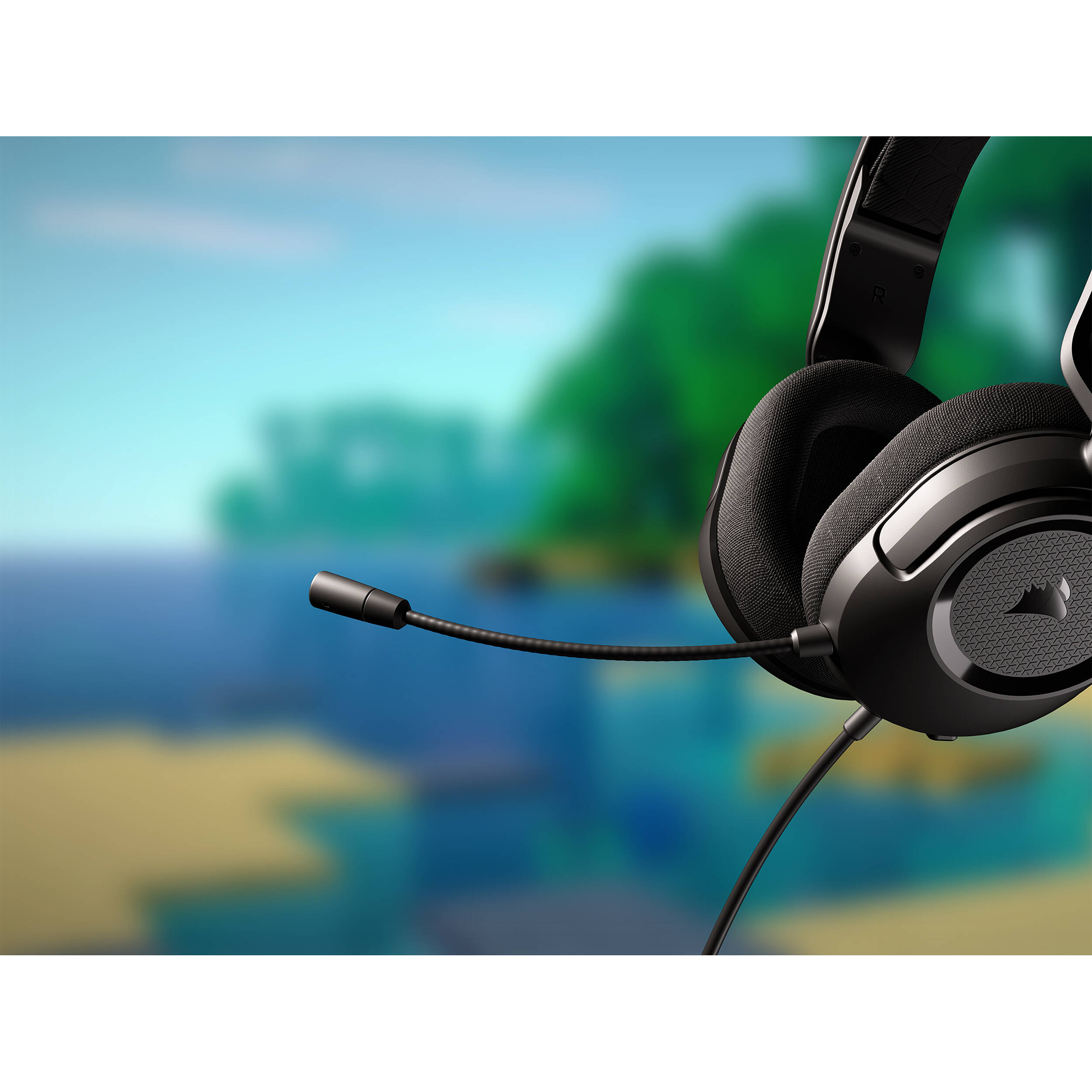 CORSAIR HS35 V2 Carbon wired over-ear gaming headset with flip-up microphone — view 9