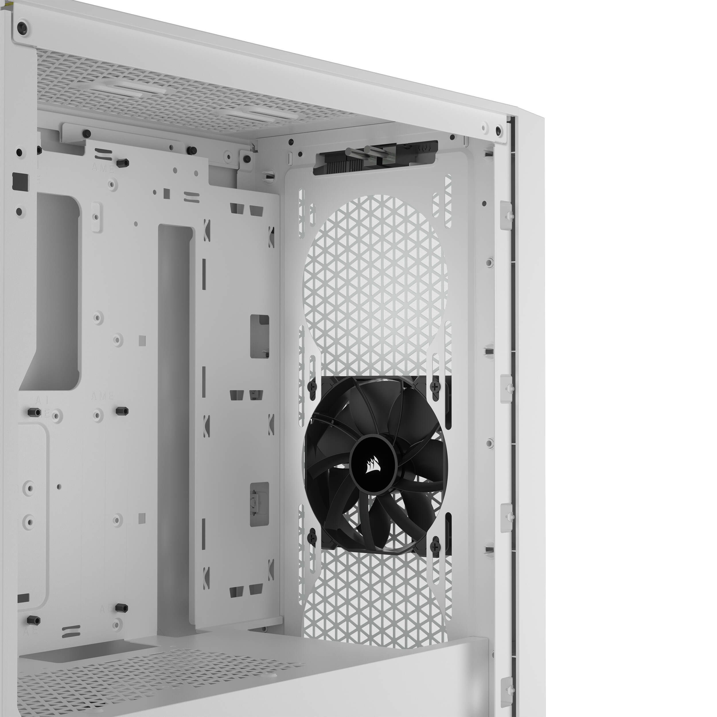Corsair 3000D AIRFLOW white mid-tower case with tempered glass side panel and two SP120 ELITE fans — view 12