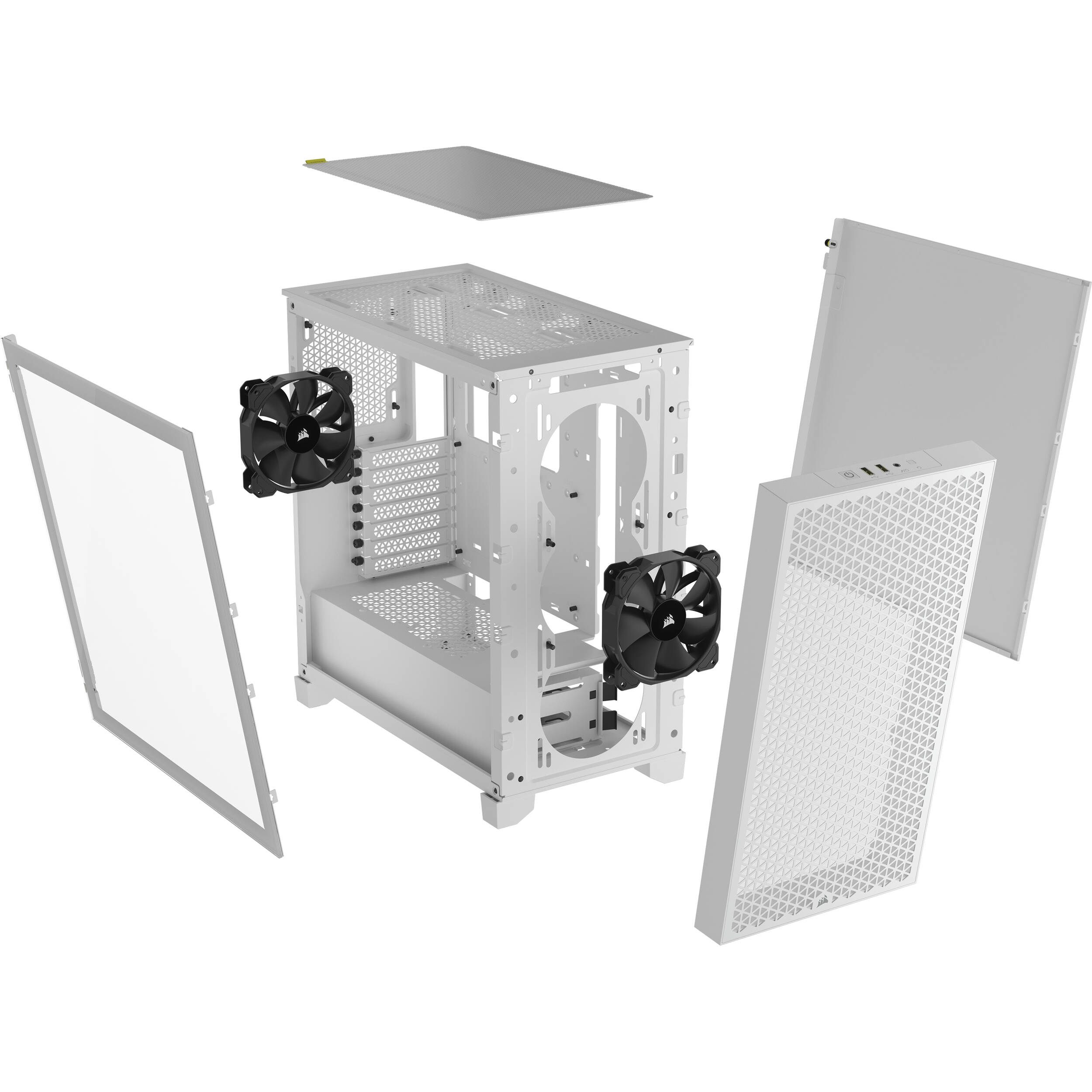 Corsair 3000D AIRFLOW white mid-tower case with tempered glass side panel and two SP120 ELITE fans — view 15