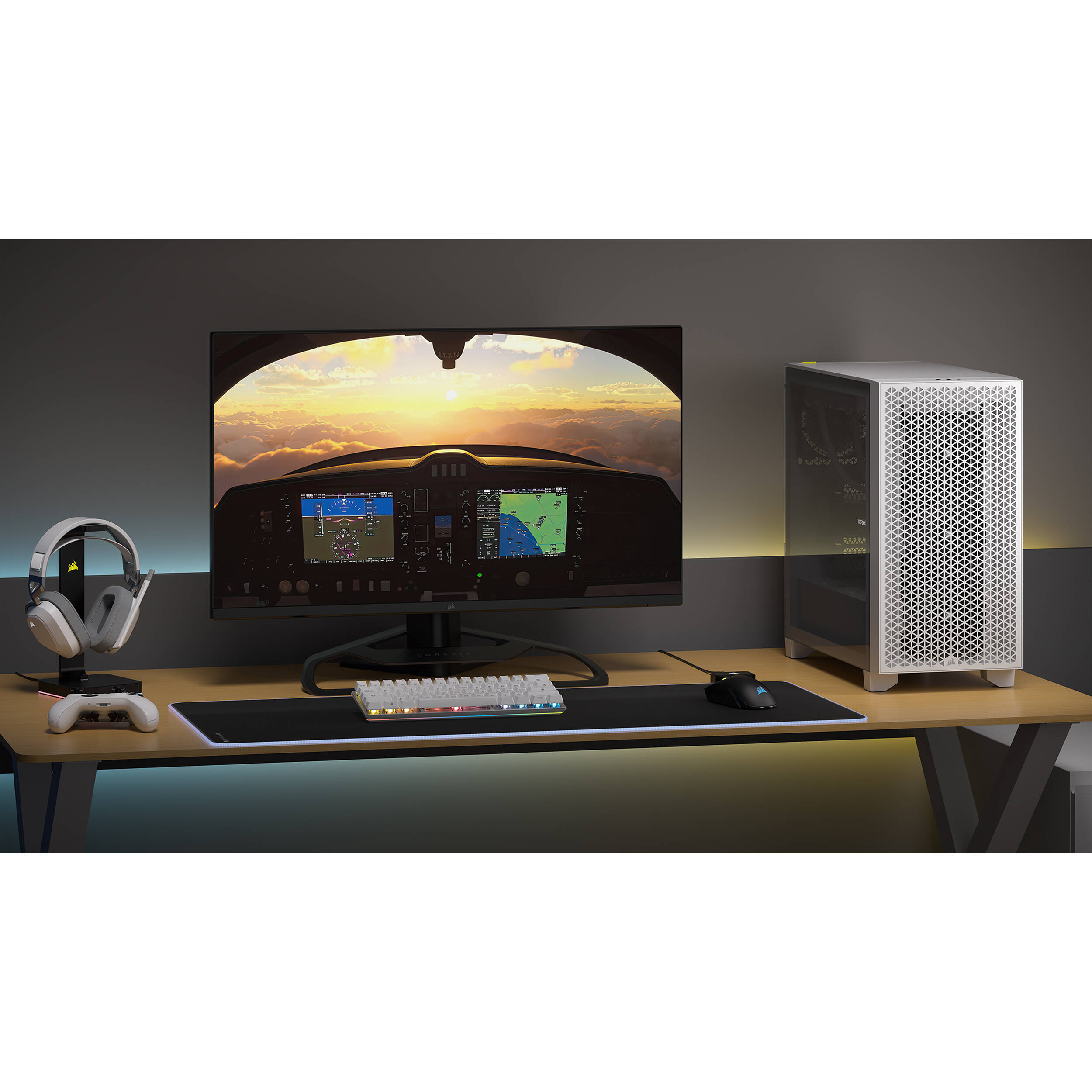 Corsair 3000D AIRFLOW white mid-tower case with tempered glass side panel and two SP120 ELITE fans — view 16