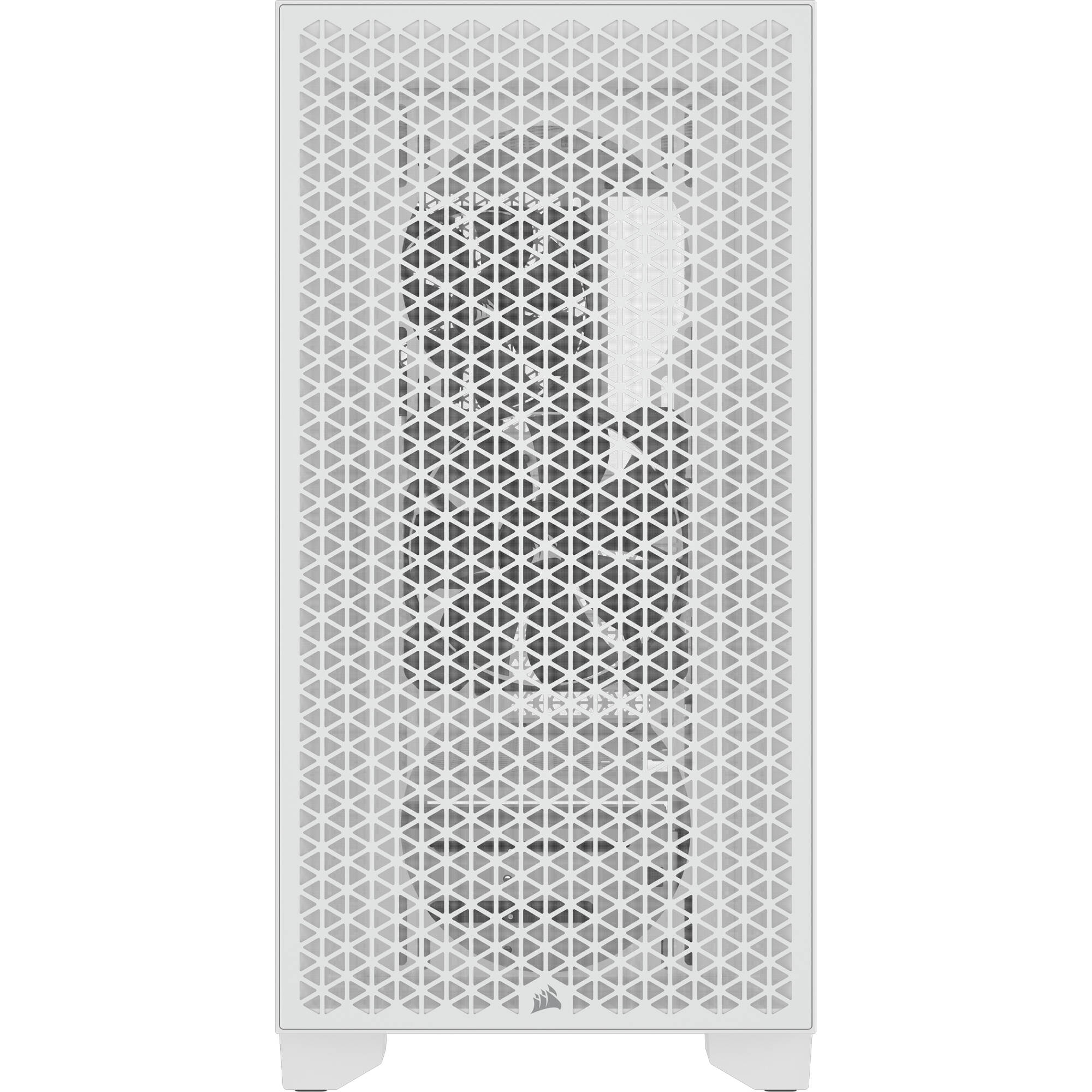 Corsair 3000D AIRFLOW white mid-tower case with tempered glass side panel and two SP120 ELITE fans — view 2