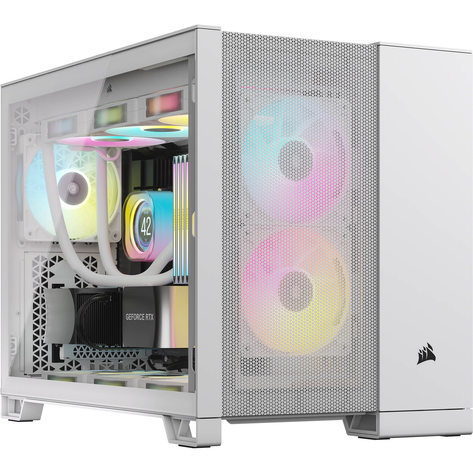 White CORSAIR 2500D AIRFLOW Micro ATX dual-chamber PC case with high-airflow front design — view 19