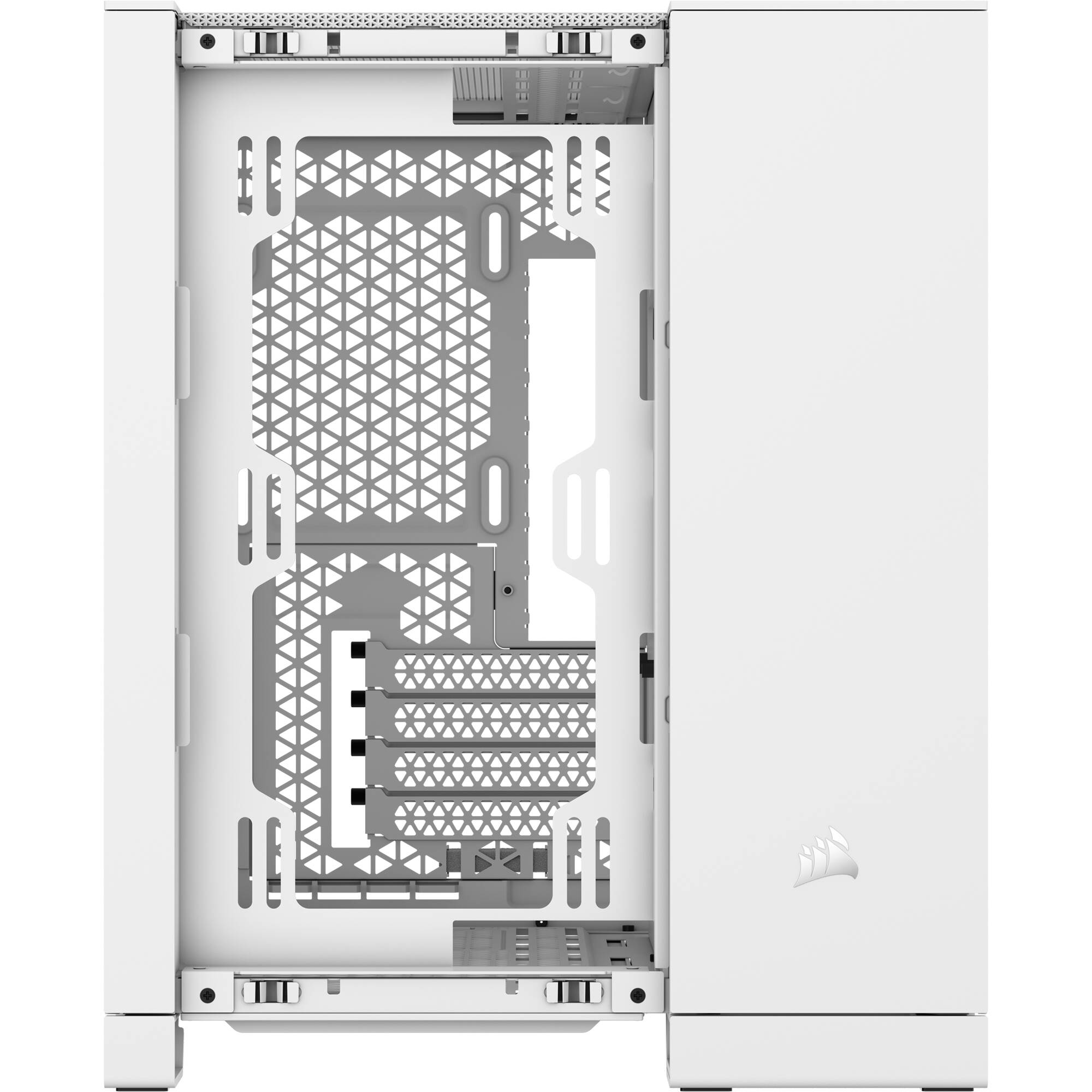 White CORSAIR 2500D AIRFLOW Micro ATX dual-chamber PC case with high-airflow front design — view 3